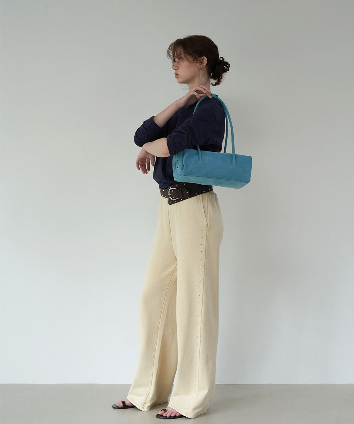 콰니(KWANI) Fold Frame Stud Bag Turquoise