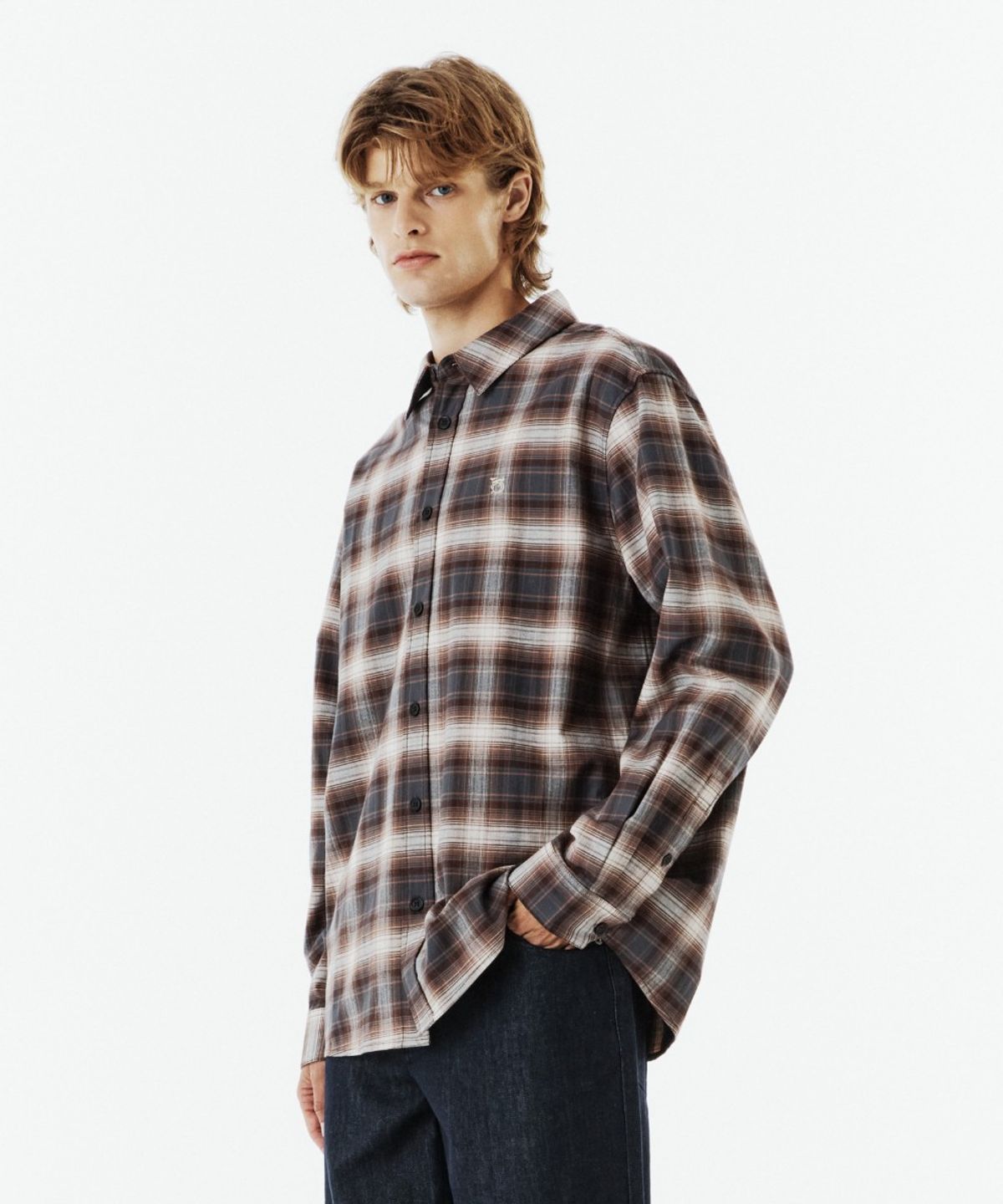브롬톤 런던(BROMPTON LONDON) BIG CHECK SHIRT - BROWN (P263USH405)