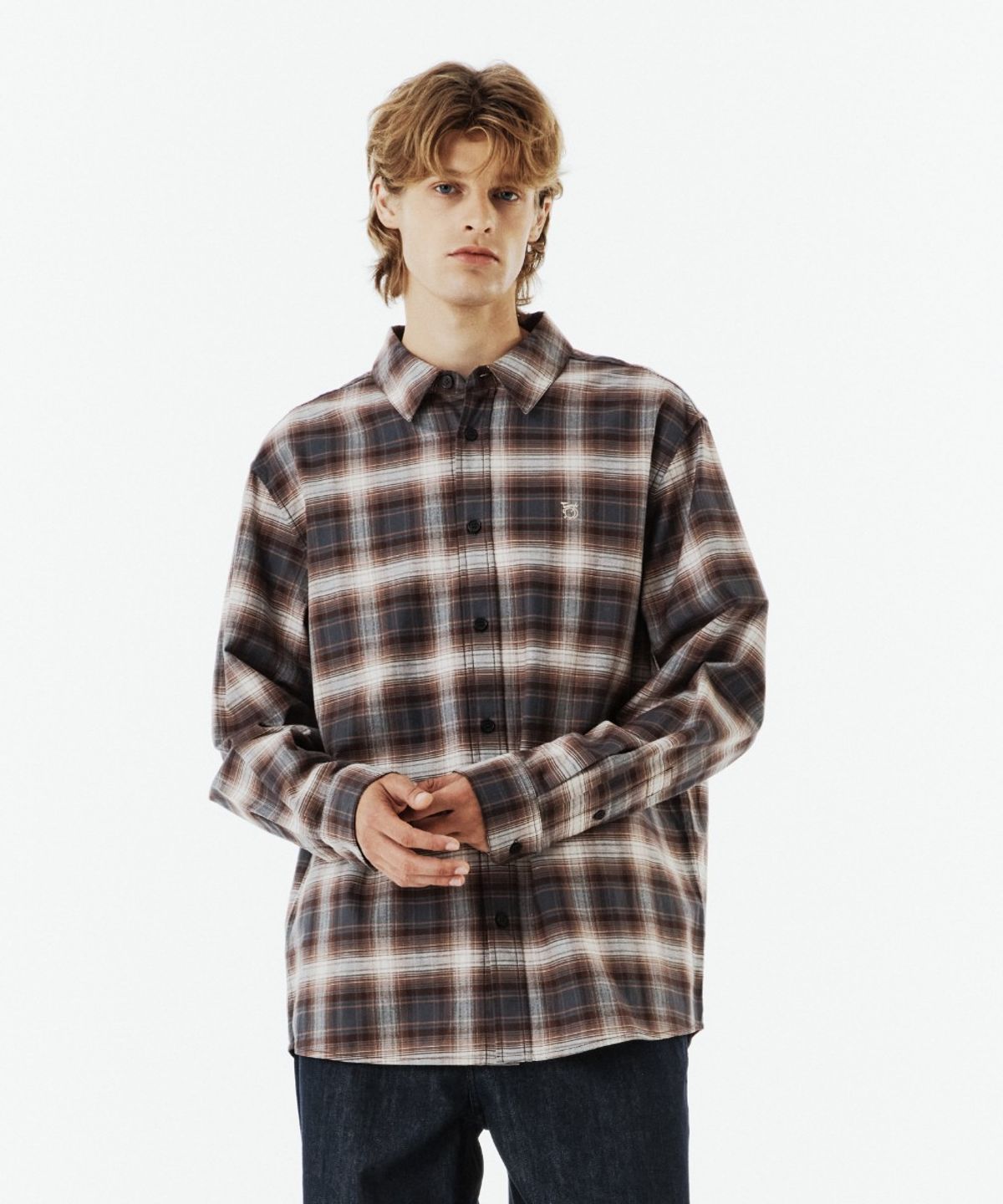 브롬톤 런던(BROMPTON LONDON) BIG CHECK SHIRT - BROWN (P263USH405)