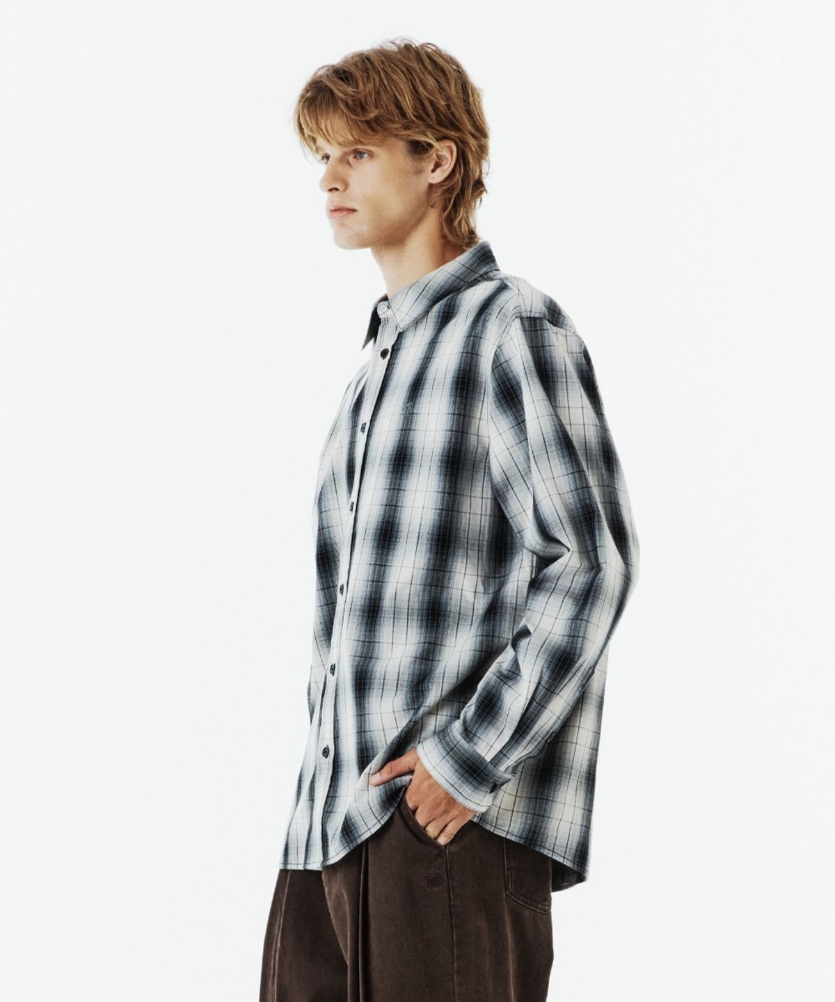 브롬톤 런던(BROMPTON LONDON) BIG CHECK SHIRT - BLACK (P263USH405)