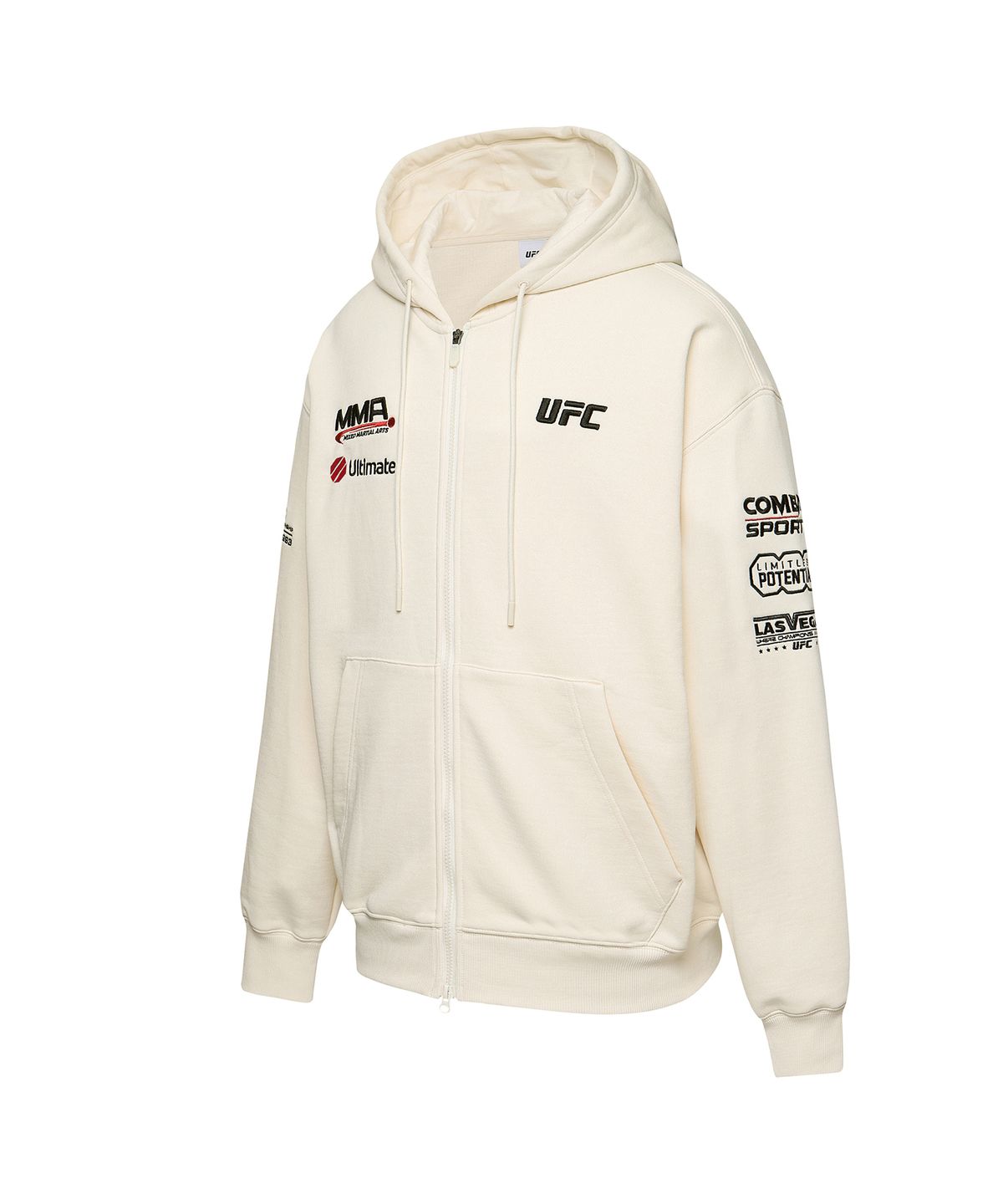 유에프씨 스포츠(UFC SPORT) UFC MMA 스폰서십 오버핏 후드 집업 멜란지 화이트 U2TTX3303MW