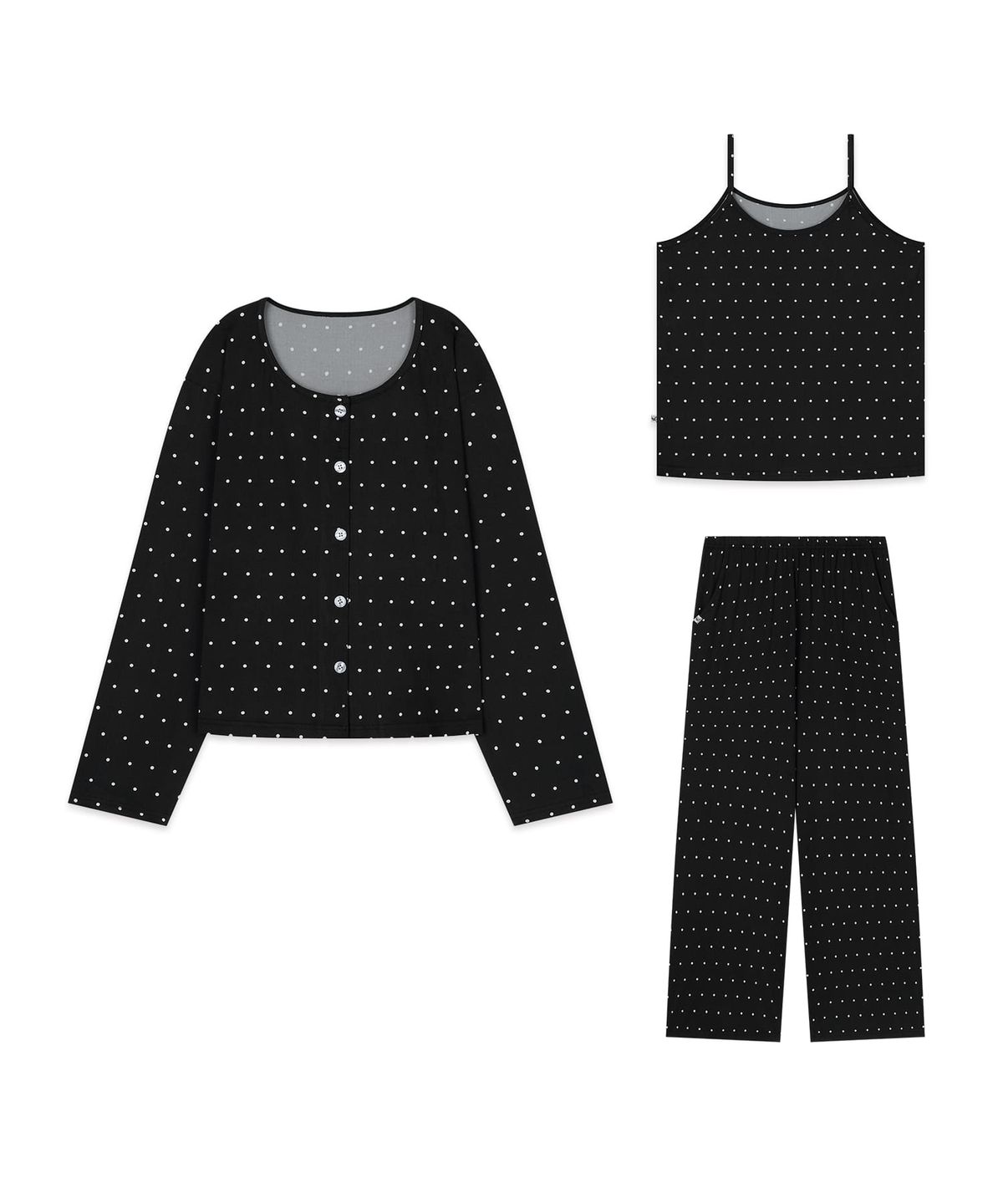 티세르(TESER) 도티 피치기모 3pcs 가디건 잠옷 세트