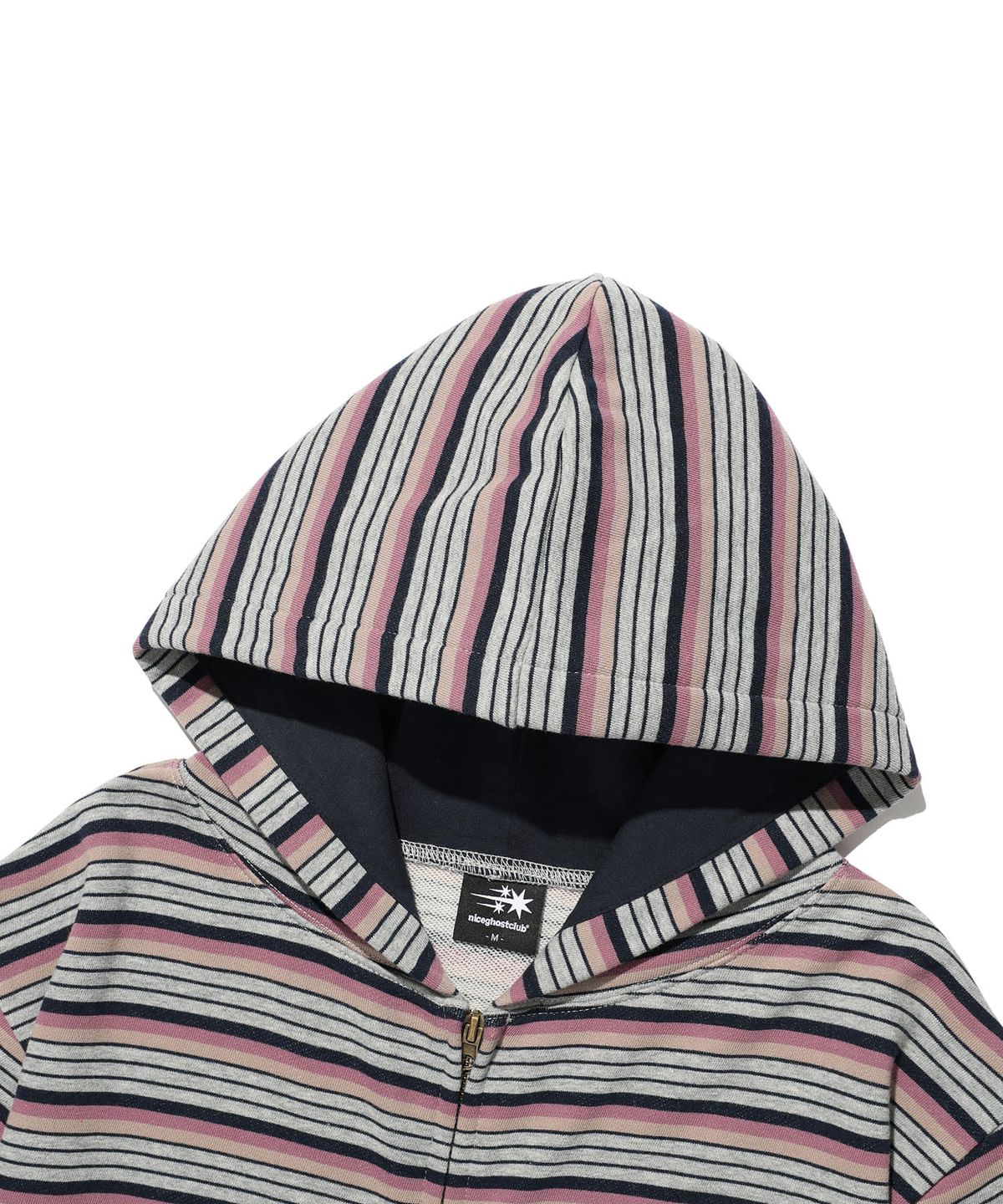 나이스고스트클럽(NICEGHOSTCLUB) STRIPE 3STAR HOODIE ZIP UP_PINK(NG2GFUM483A)