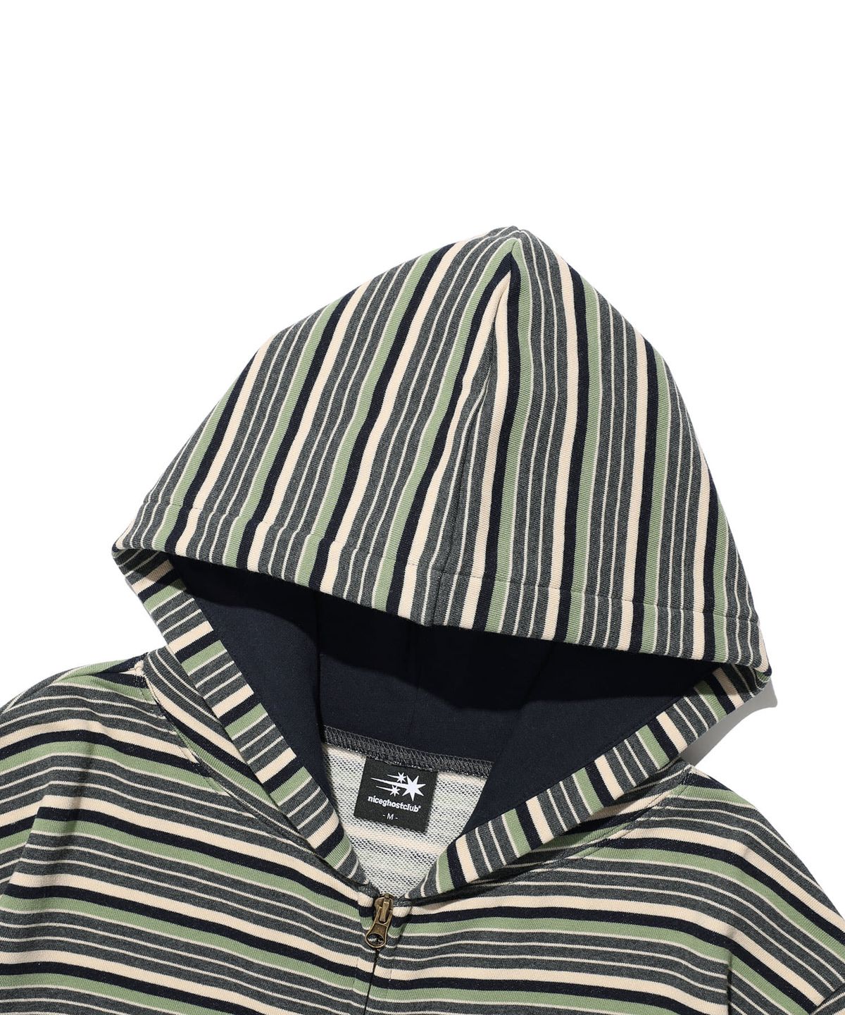 나이스고스트클럽(NICEGHOSTCLUB) STRIPE 3STAR HOODIE ZIP UP_GREEN(NG2GFUM483A)