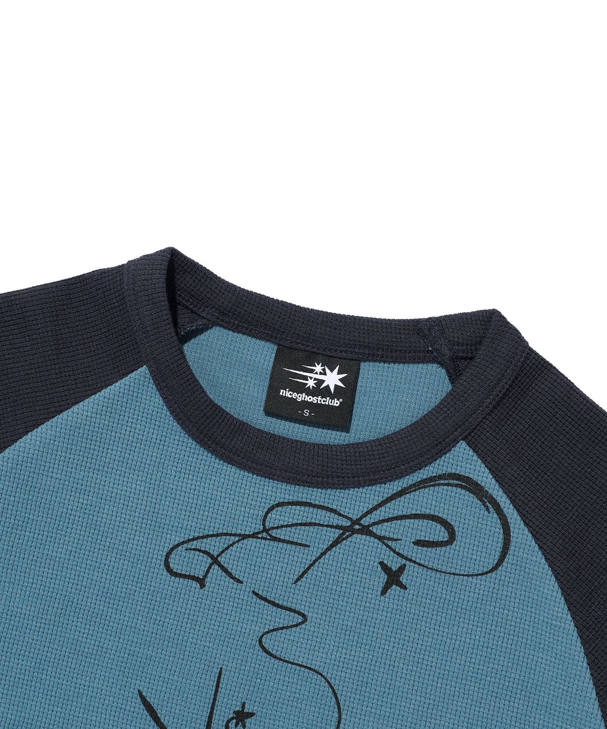 나이스고스트클럽(NICEGHOSTCLUB) CAT ANGEL WAFFLE RAGLAN LS TEE_NAVY(NG2GFFT555A)