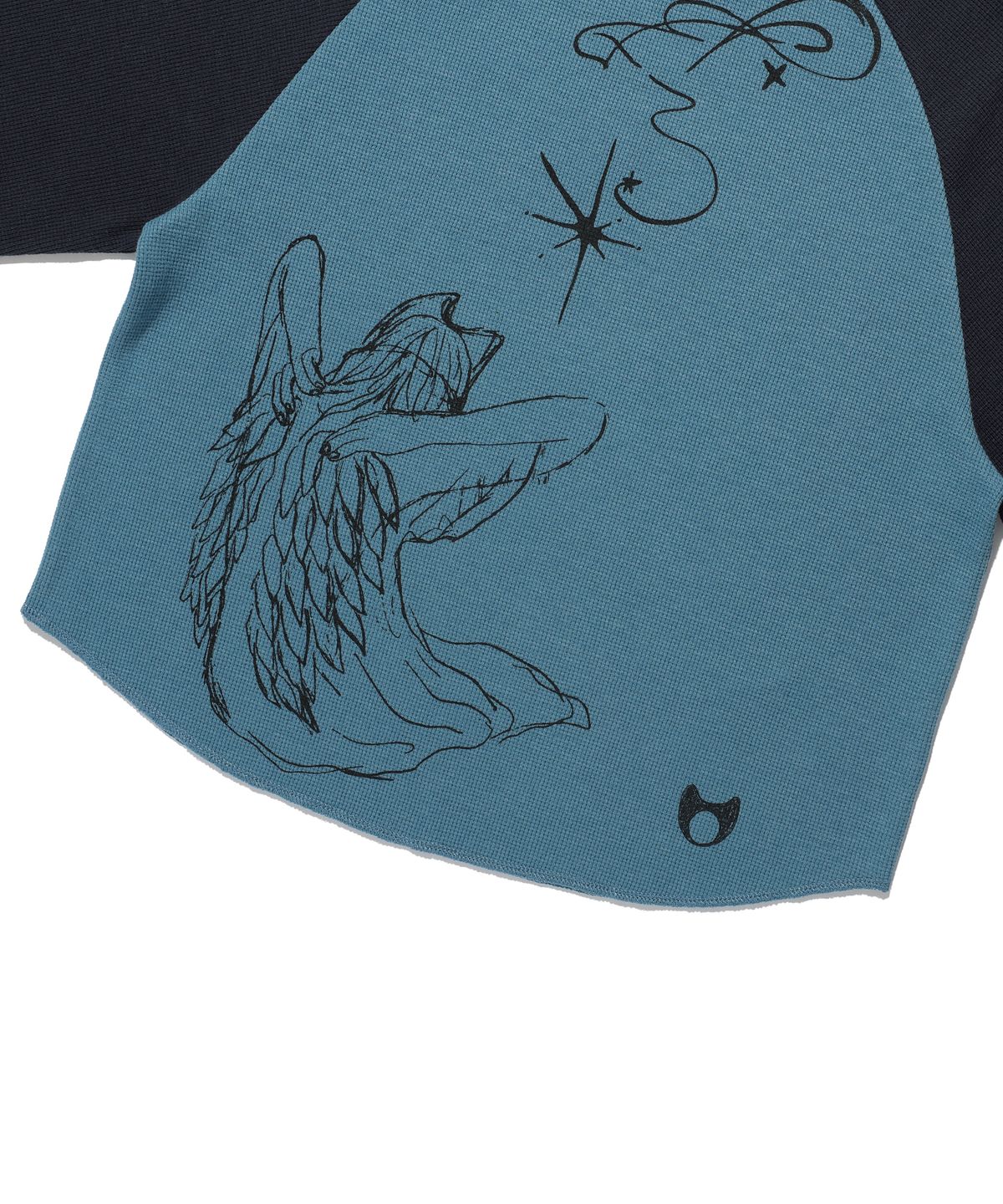 나이스고스트클럽(NICEGHOSTCLUB) CAT ANGEL WAFFLE RAGLAN LS TEE_NAVY(NG2GFFT555A)