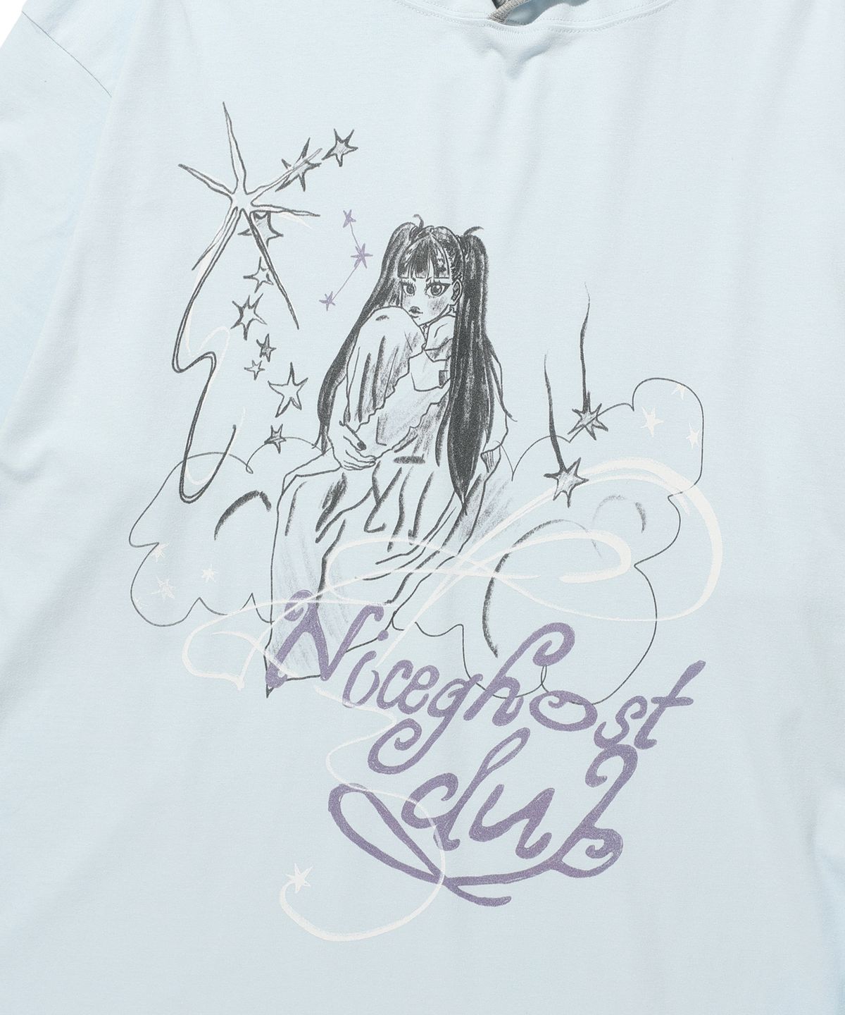 나이스고스트클럽(NICEGHOSTCLUB) DREAMING GIRL BIGBIG HOODED LS TEE_LIGHT BLUE(NG2GFUT560A)