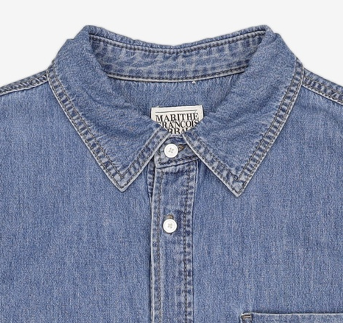 마리떼 프랑소와 저버(MARITHÉ + FRANҪOIS GIRBAUD) M HALF DENIM SHIRT light blue M