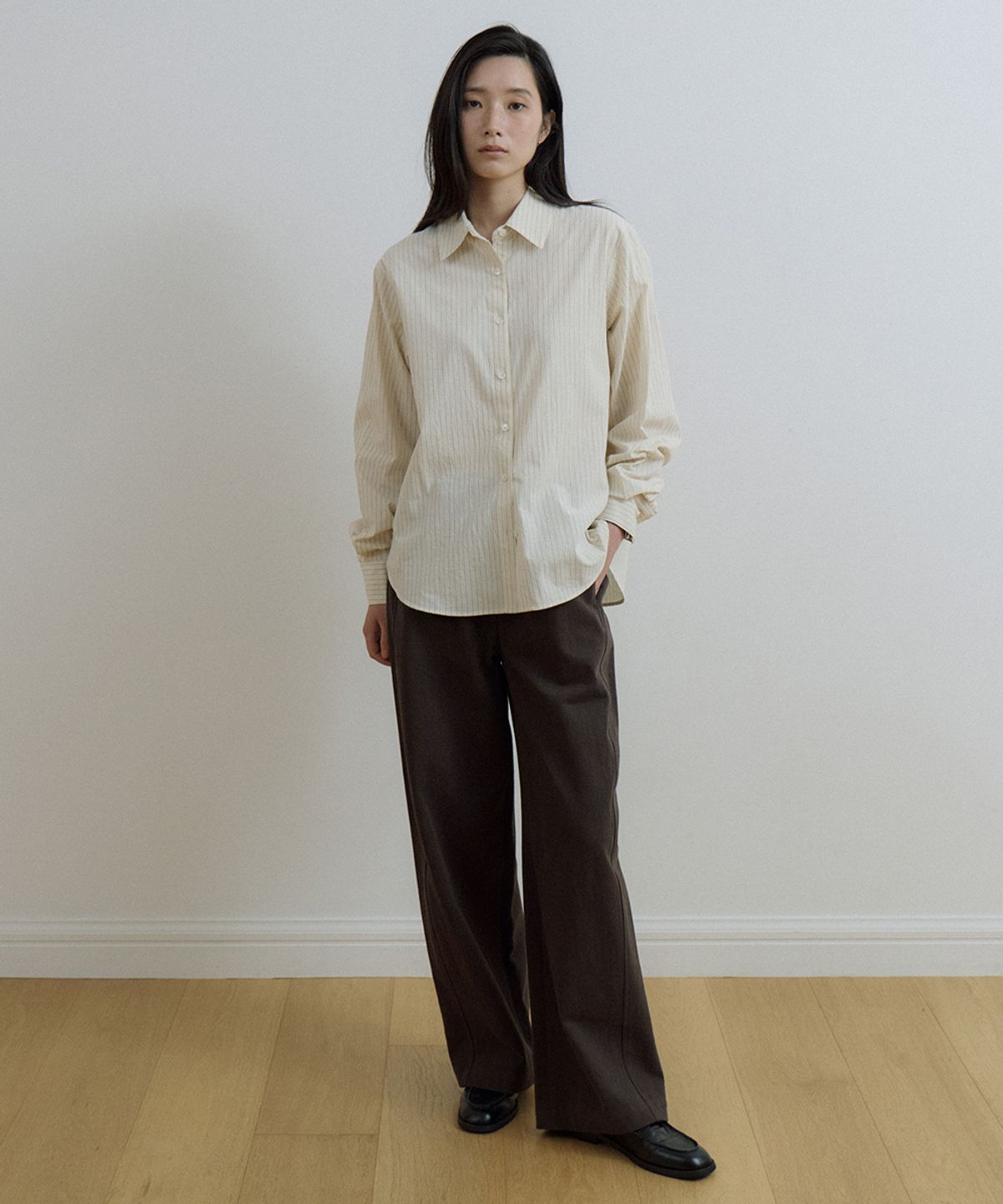 링서울(LINGSEOUL) stripe standard shirt-ivory