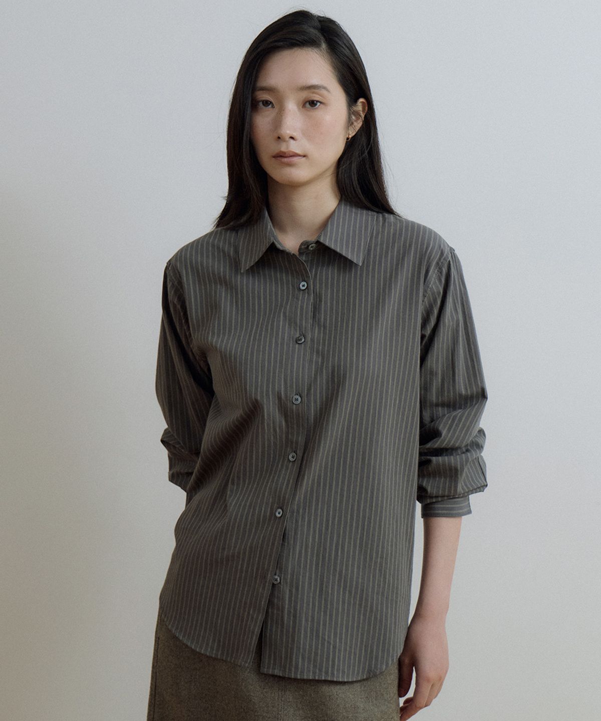 링서울(LINGSEOUL) stripe standard shirt-charcoal