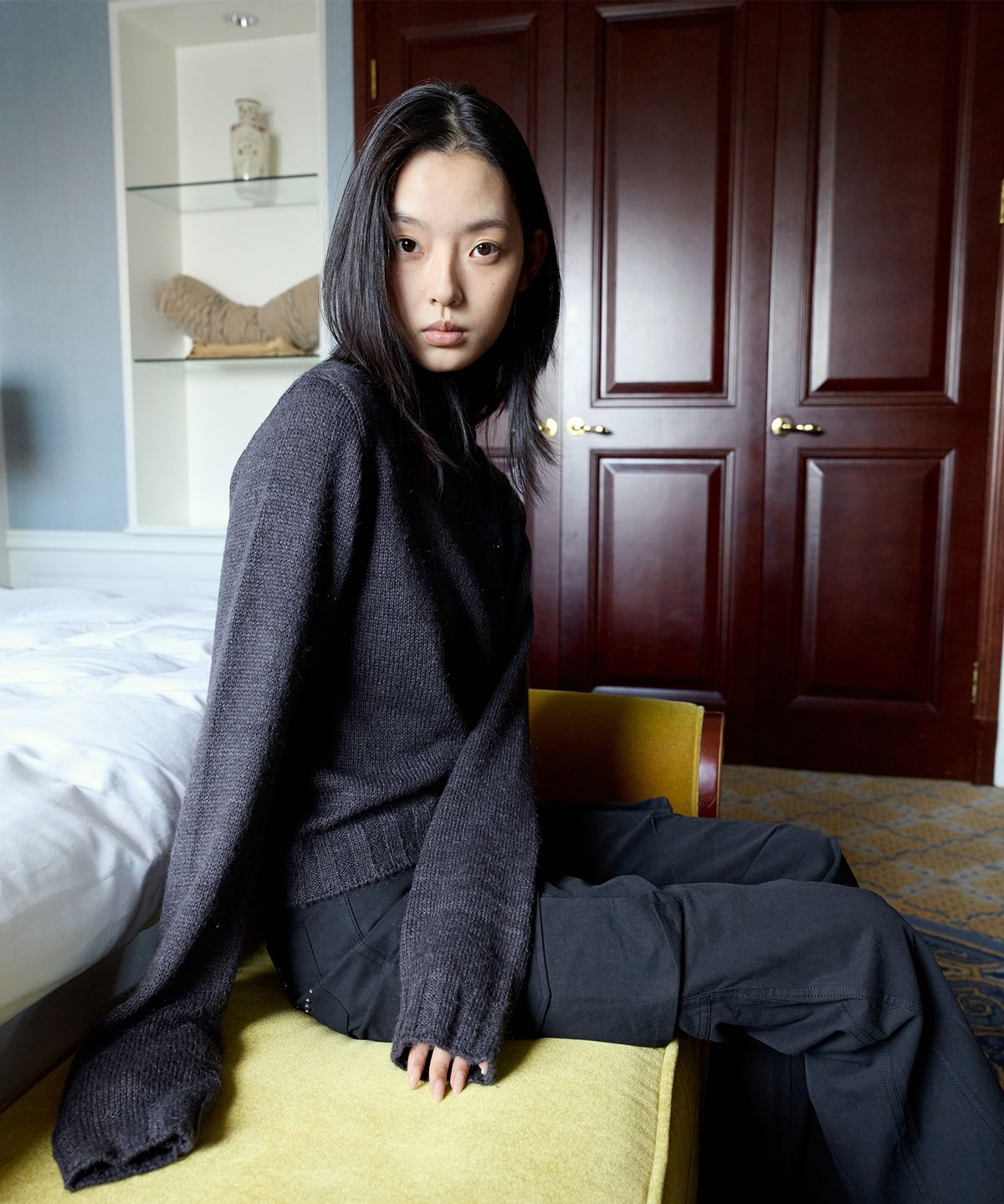 이프소마그넷(IFSO MAGNET) Button High-neck Cardigan - CHARCOAL
