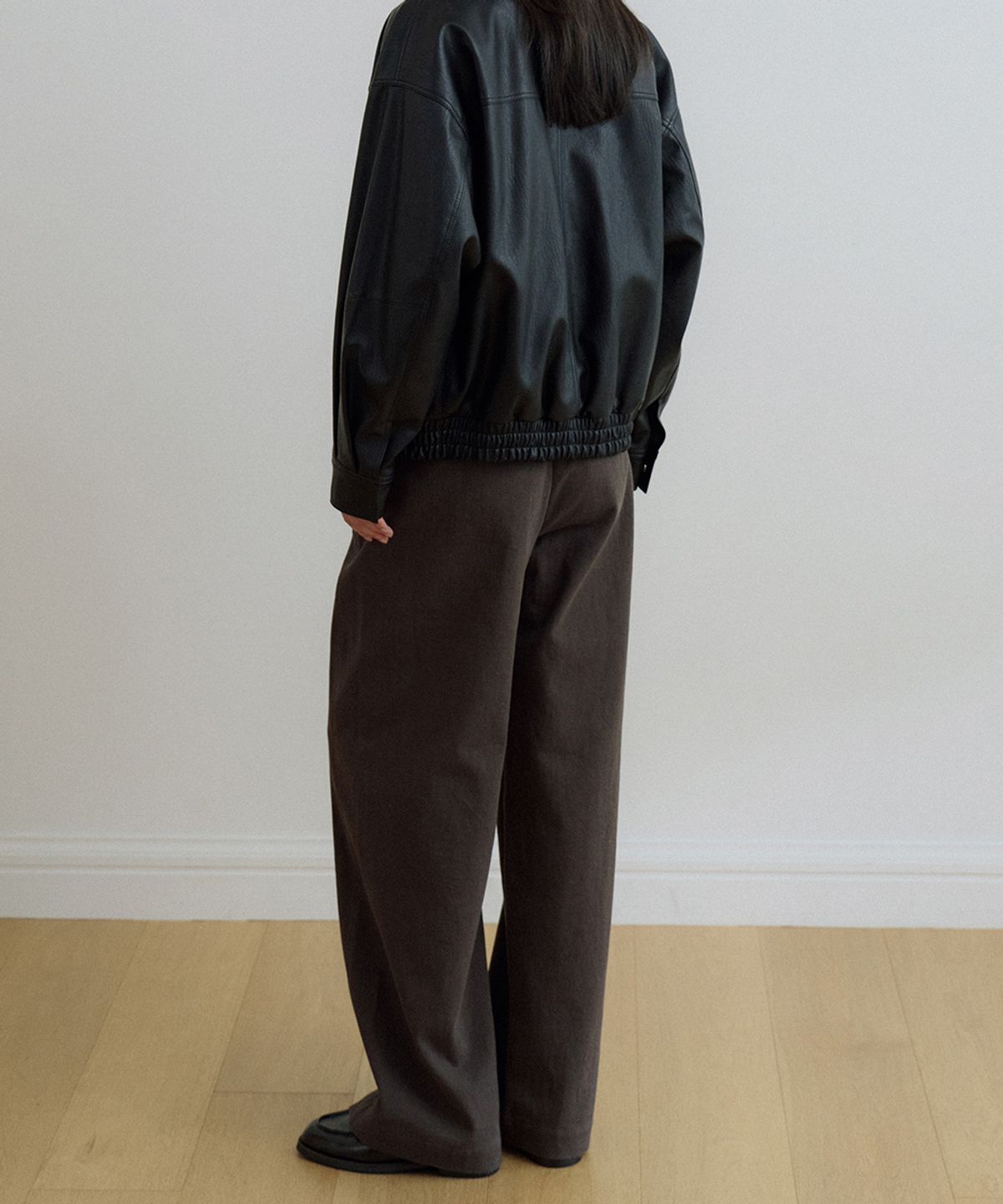링서울(LINGSEOUL) curved wide cotton pants-brown