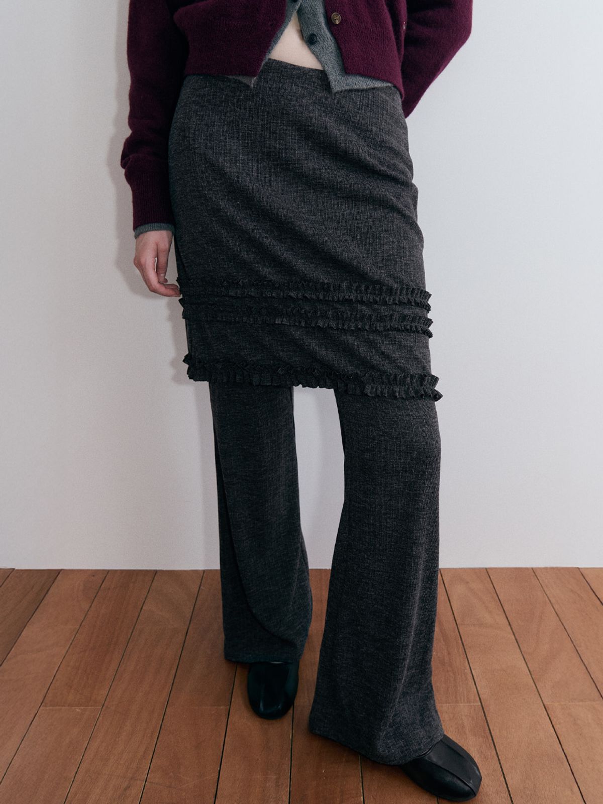 에트몽(ETMON) Frill Skirt Pants, Charcoal