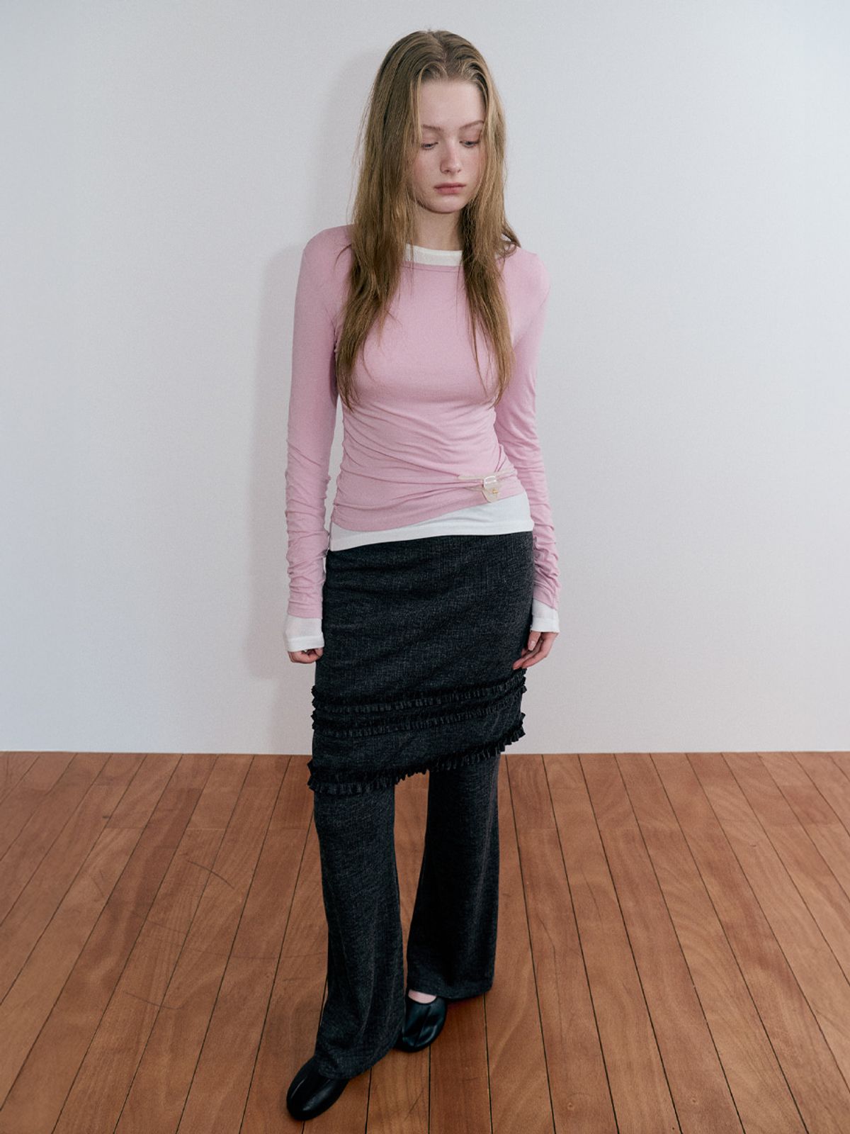 에트몽(ETMON) Frill Skirt Pants, Charcoal