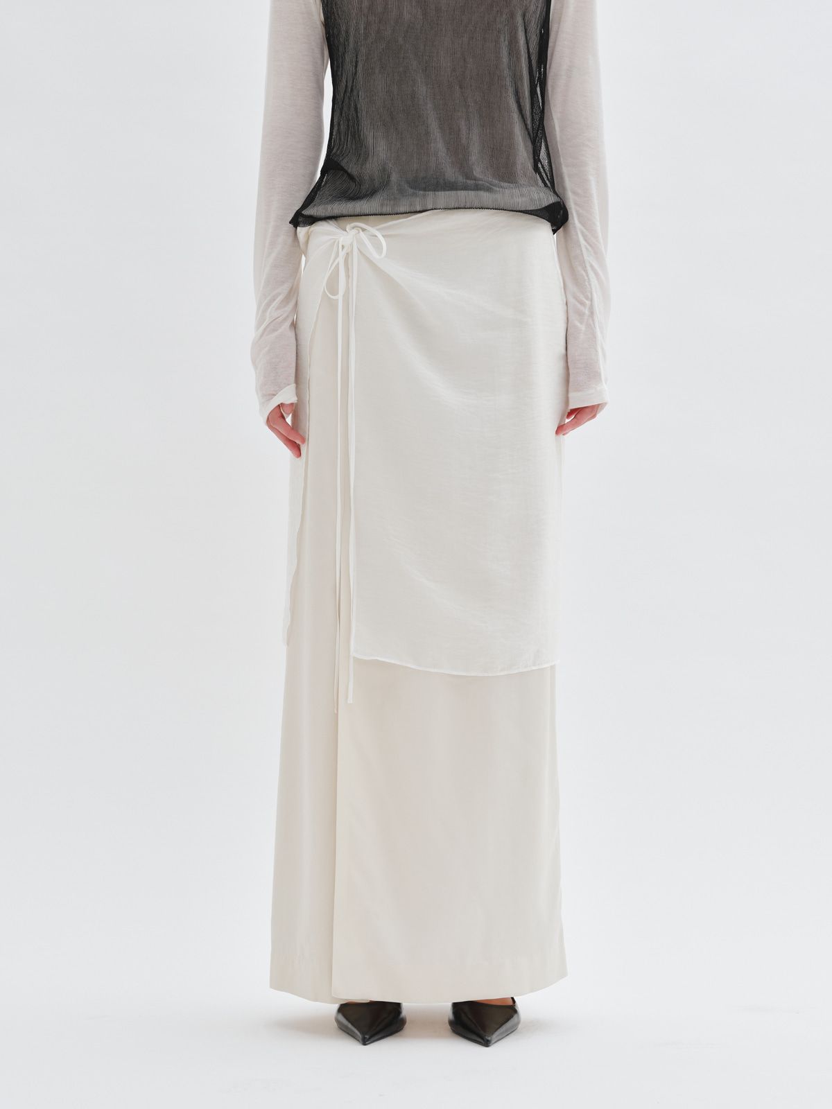 리플레인(REPLAIN) LAYERED SHEER WRAP SKIRT_IVORY