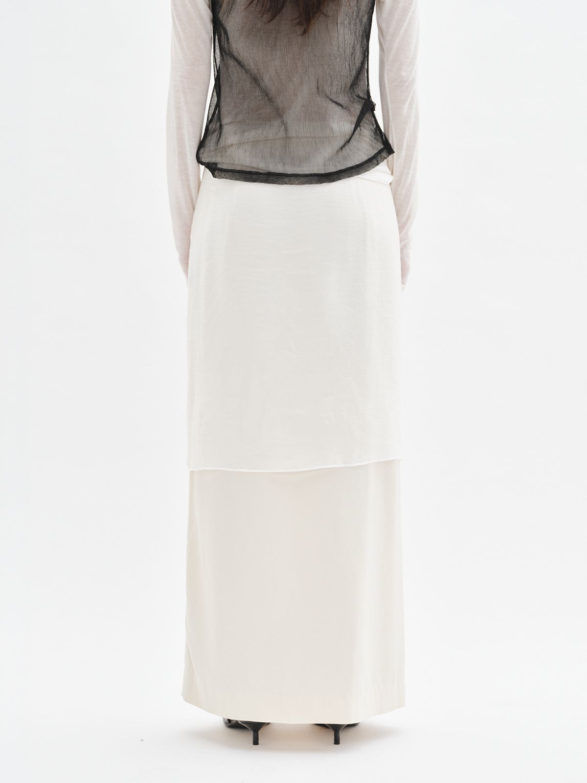리플레인(REPLAIN) LAYERED SHEER WRAP SKIRT_IVORY