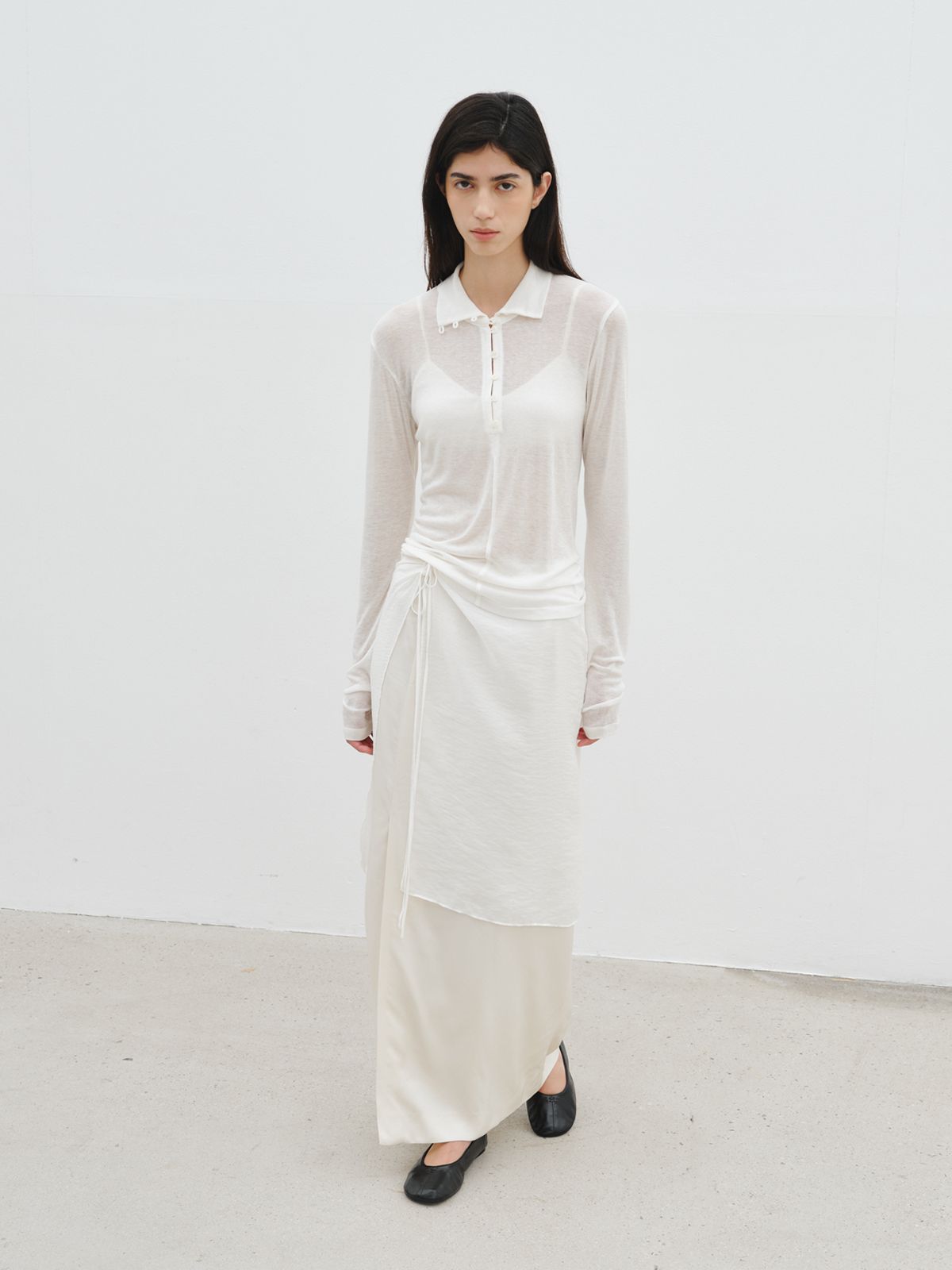 리플레인(REPLAIN) LAYERED SHEER WRAP SKIRT_IVORY