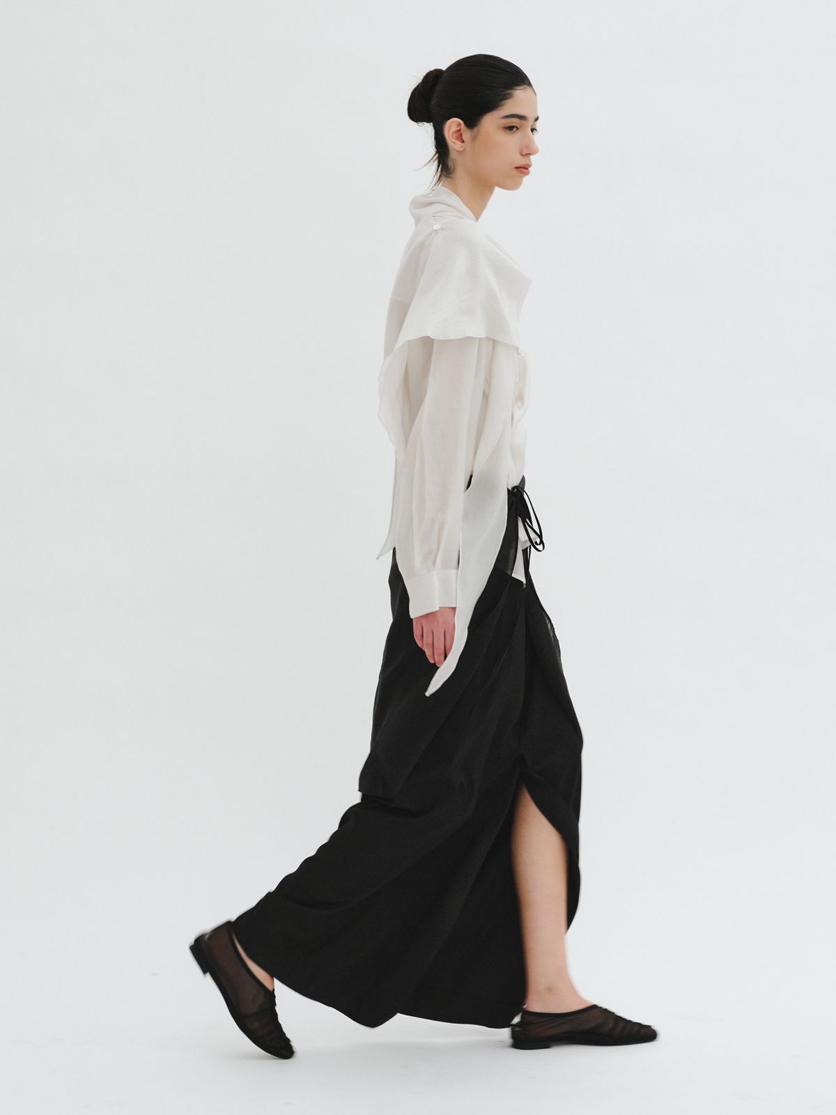 리플레인(REPLAIN) LAYERED SHEER WRAP SKIRT_BLACK