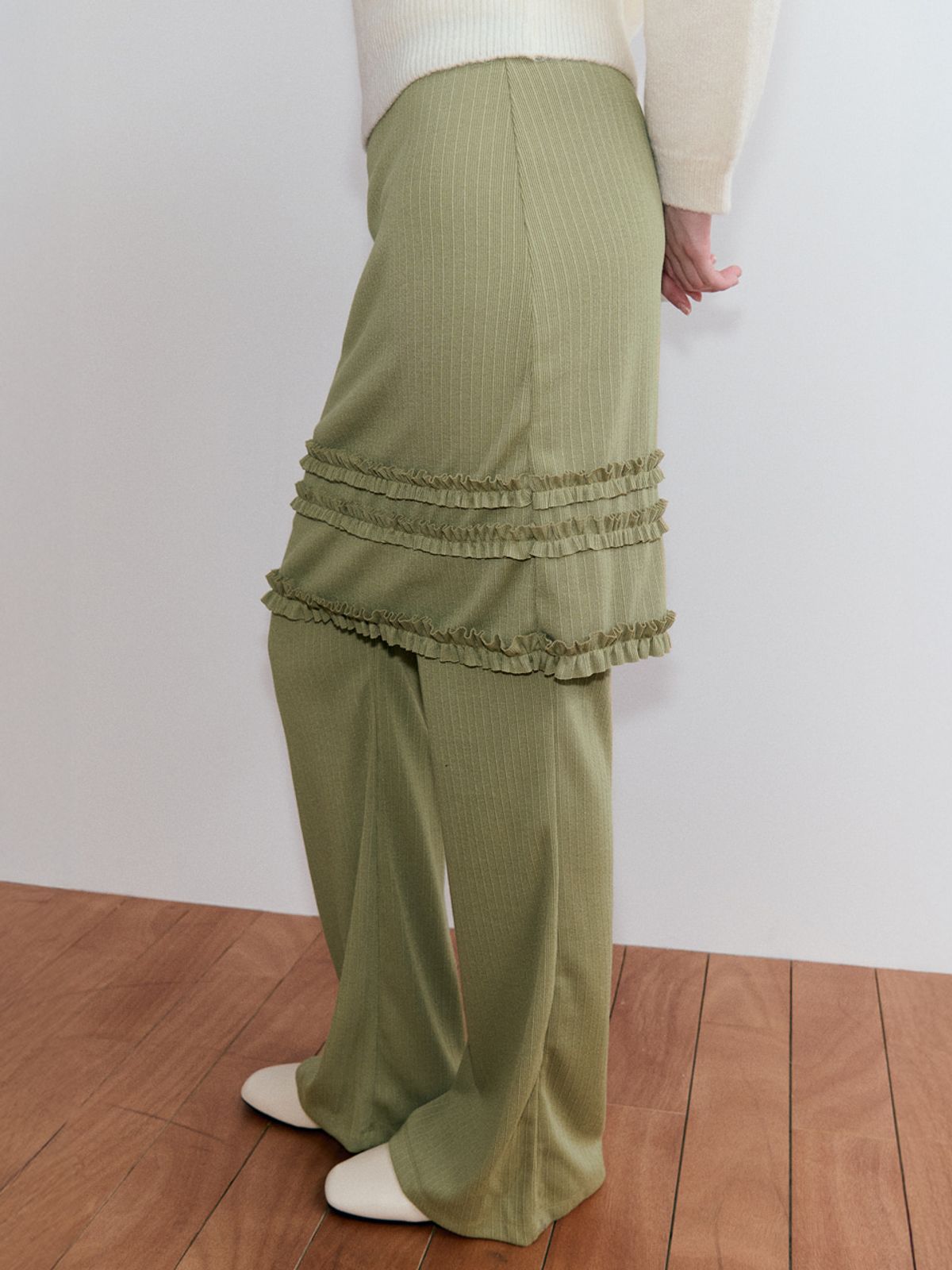 에트몽(ETMON) Frill Skirt Pants, Olive