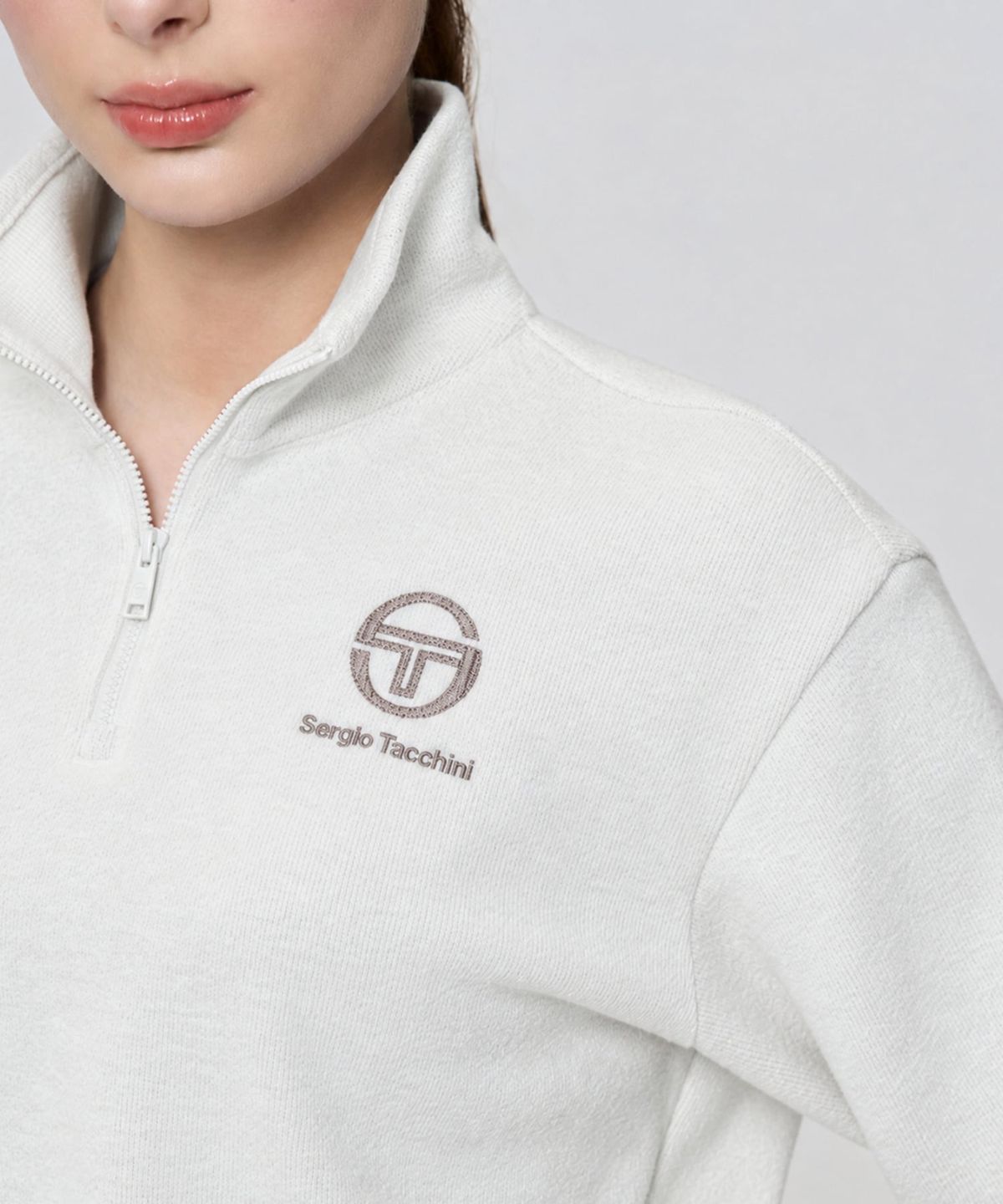세르지오 타키니(SERGIO TACCHINI) W 테리플리스 아트웍 하프집 (Ivory)