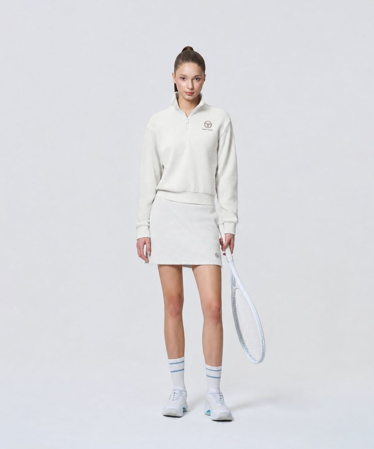 세르지오 타키니(SERGIO TACCHINI) W 테리플리스 아트웍 하프집 (Ivory)