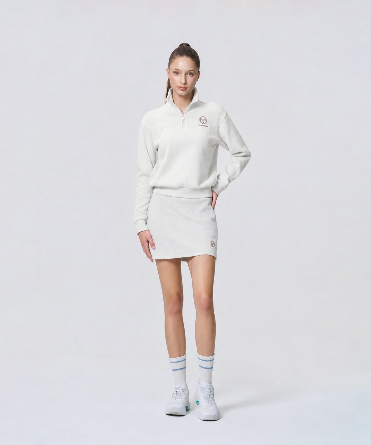 세르지오 타키니(SERGIO TACCHINI) W 테리플리스 아트웍 하프집 (Ivory)