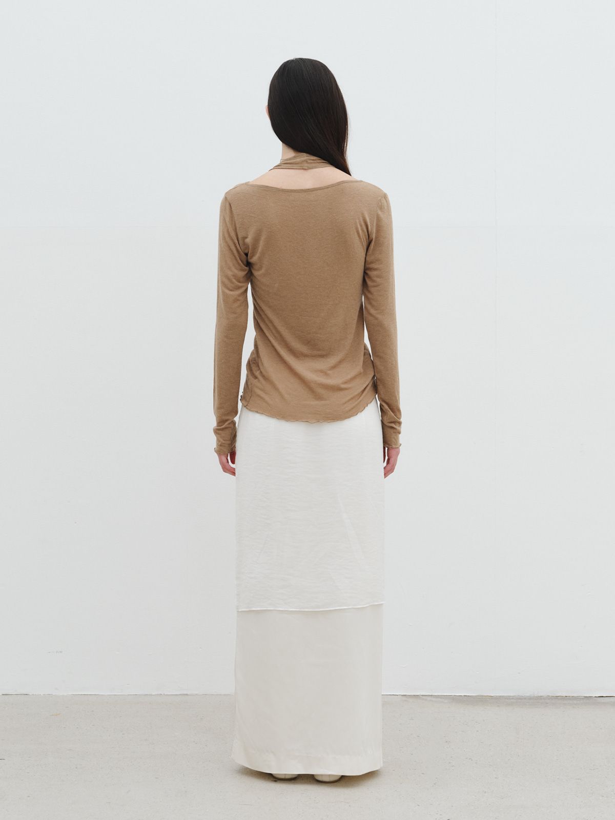 리플레인(REPLAIN) LAYERED HALTER JERSEY TOP_KHAKI BROWN