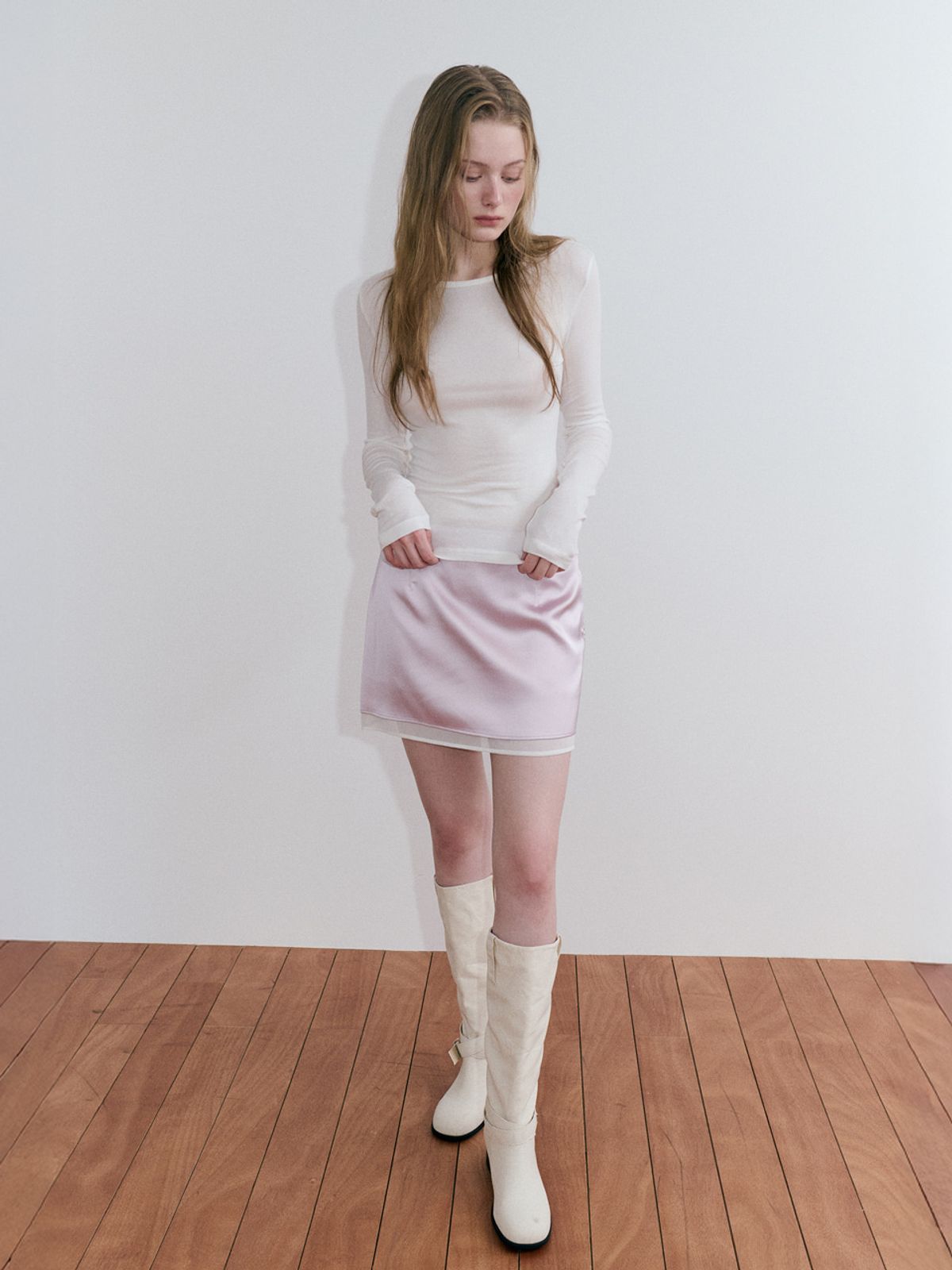 에트몽(ETMON) Basic Layered Long Sleeve T-Shirt, Ivory
