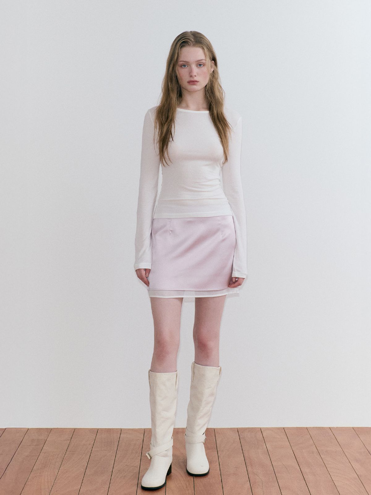 에트몽(ETMON) Basic Layered Long Sleeve T-Shirt, Ivory