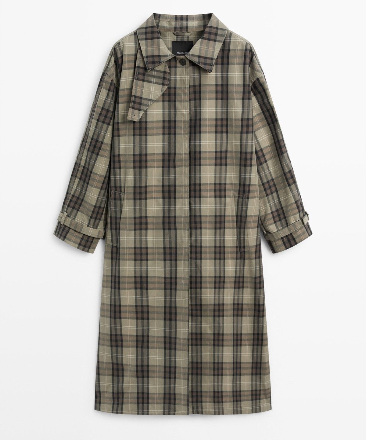 마시모두띠(MASSIMO DUTTI) 체크 코튼 블렌드 롱 파카 트렌치코트