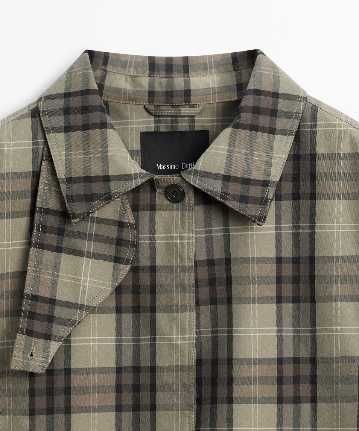 마시모두띠(MASSIMO DUTTI) 체크 코튼 블렌드 롱 파카 트렌치코트