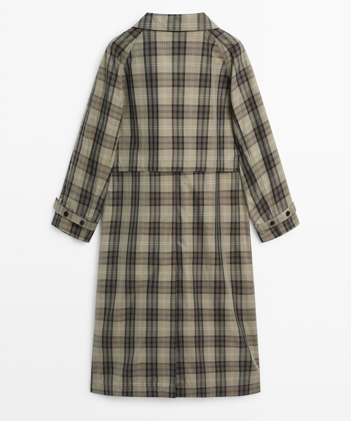 마시모두띠(MASSIMO DUTTI) 체크 코튼 블렌드 롱 파카 트렌치코트