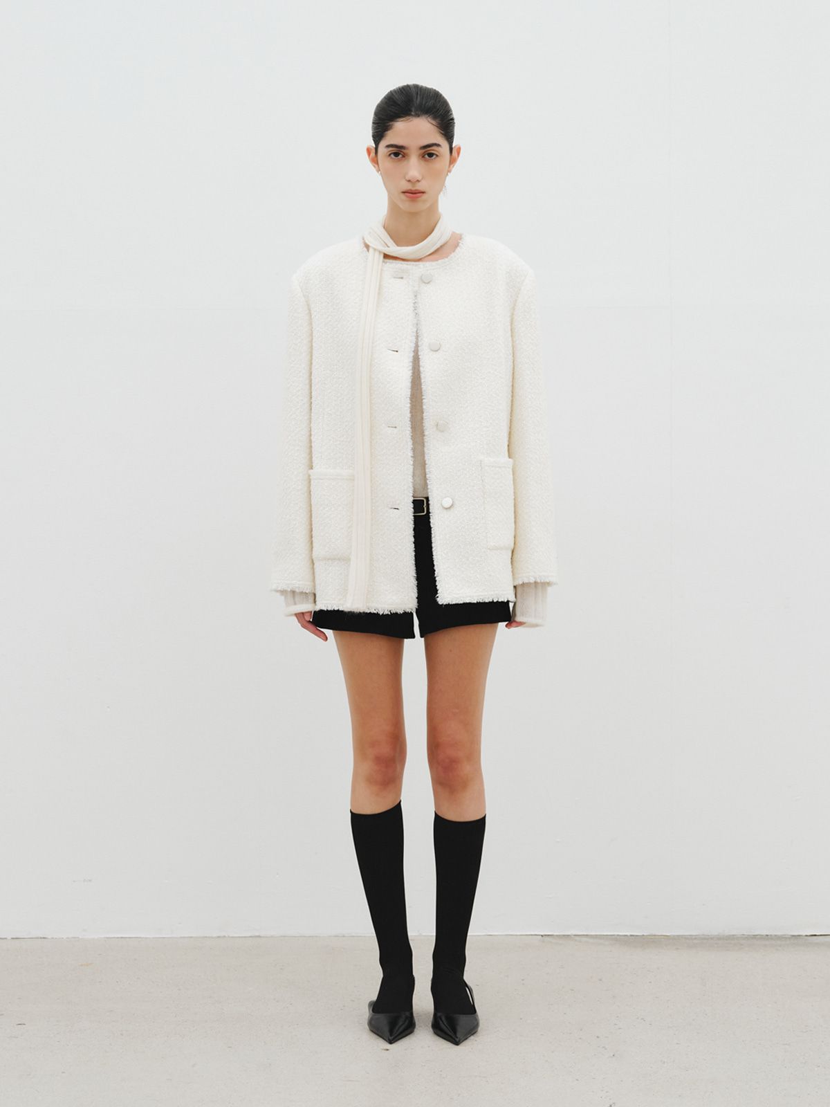 리플레인(REPLAIN) OVERSIZED TWEED JACKET_IVORY
