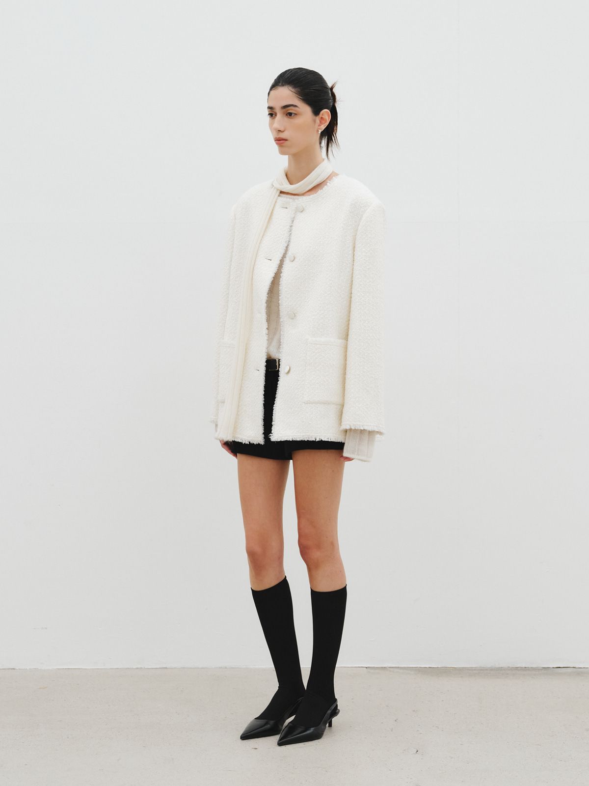리플레인(REPLAIN) OVERSIZED TWEED JACKET_IVORY