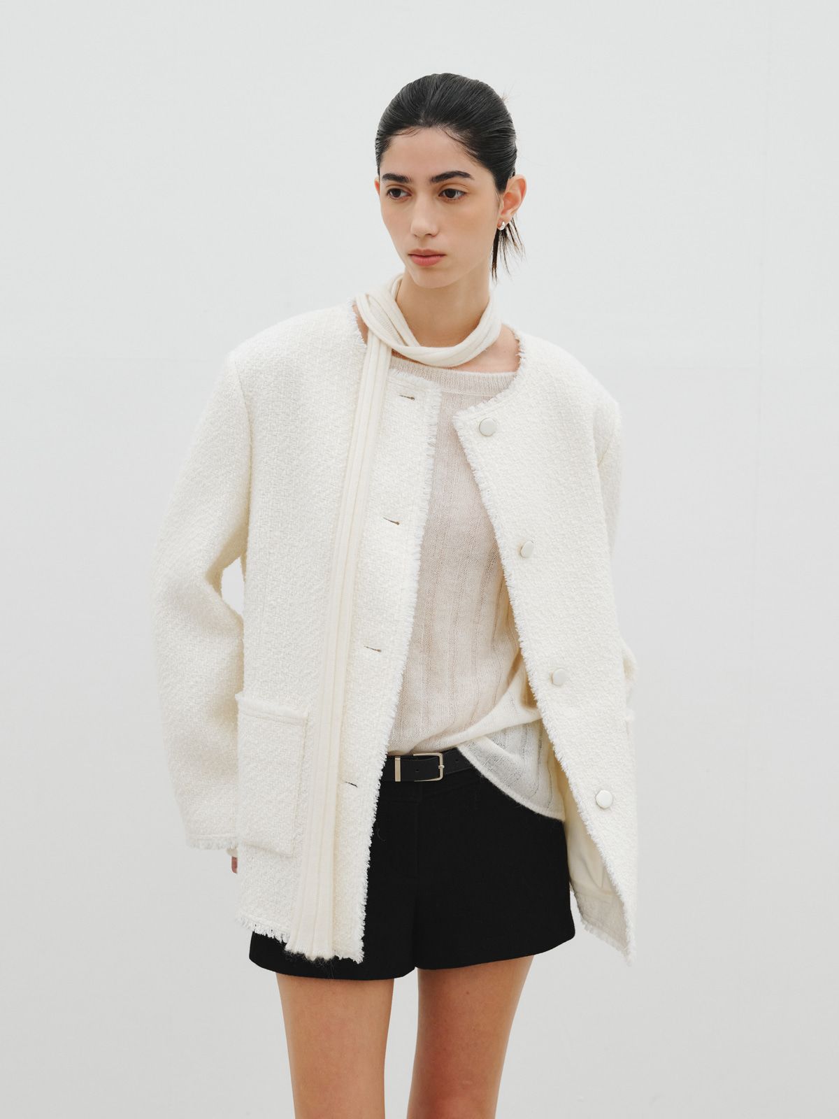 리플레인(REPLAIN) OVERSIZED TWEED JACKET_IVORY