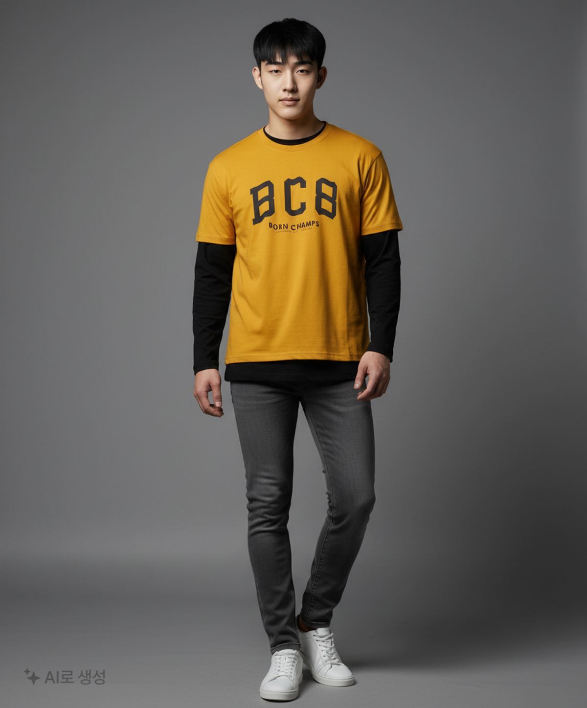 본챔스(BORN CHAMPS) [1+1] 본챔스 DEFORM LAYERED TEE L