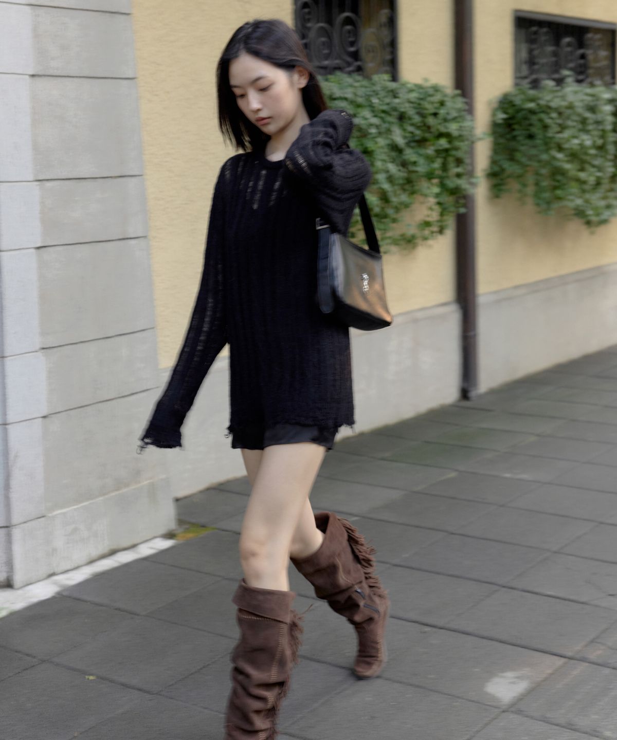 이프소마그넷(IFSO MAGNET) Damage See-through Knit - BLACK
