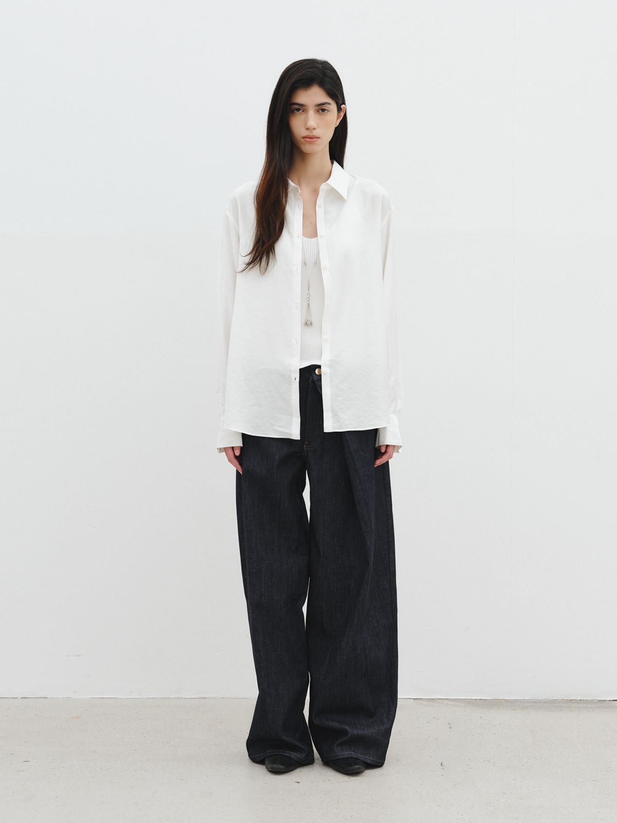 리플레인(REPLAIN) SHEER ESSENTIAL SHIRT_OFF WHITE