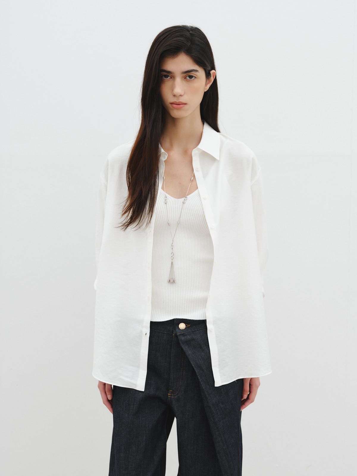 리플레인(REPLAIN) SHEER ESSENTIAL SHIRT_OFF WHITE