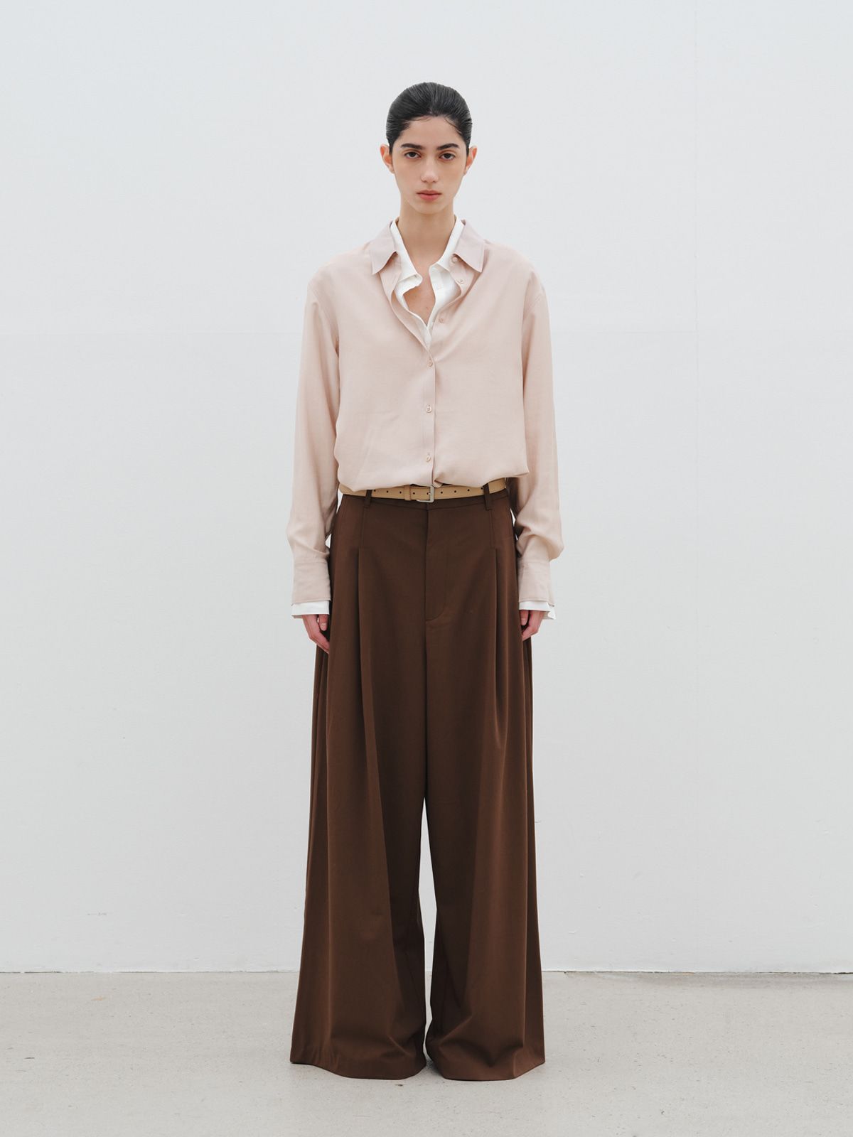 리플레인(REPLAIN) SHEER ESSENTIAL SHIRT_SKIN BEIGE