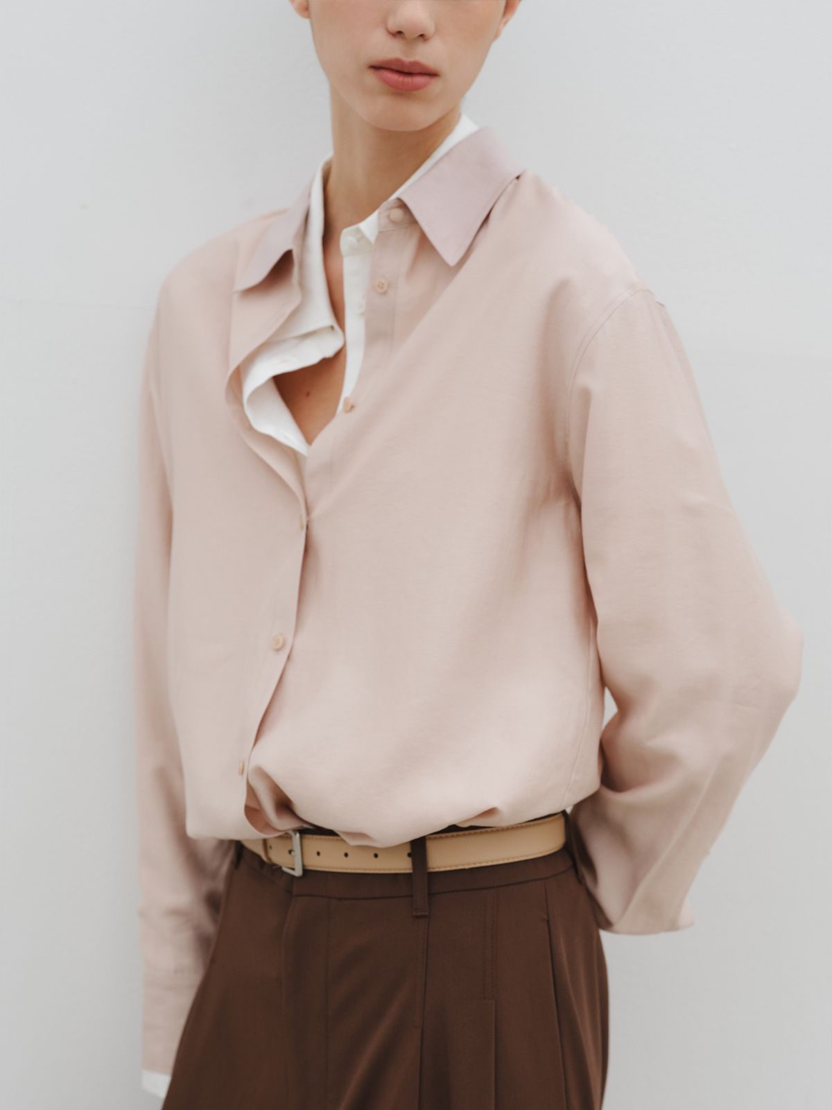 리플레인(REPLAIN) SHEER ESSENTIAL SHIRT_SKIN BEIGE
