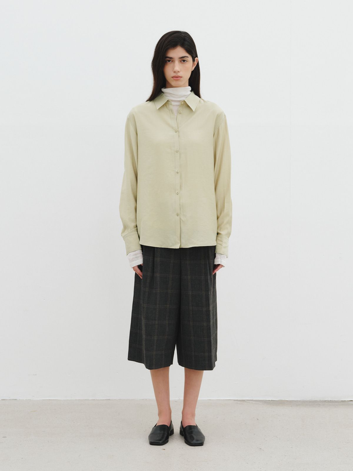 리플레인(REPLAIN) SHEER ESSENTIAL SHIRT_OLIVE