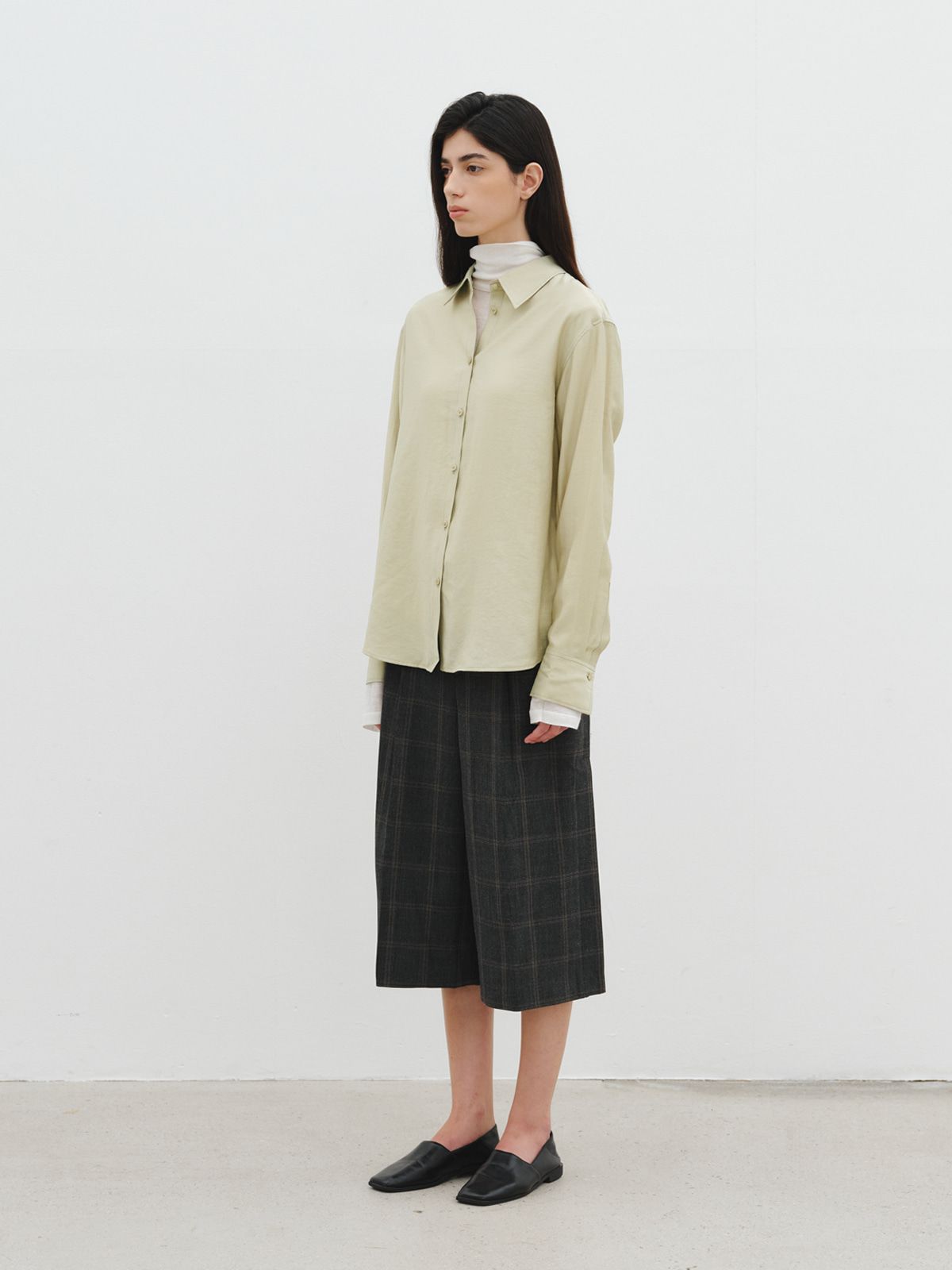 리플레인(REPLAIN) SHEER ESSENTIAL SHIRT_OLIVE