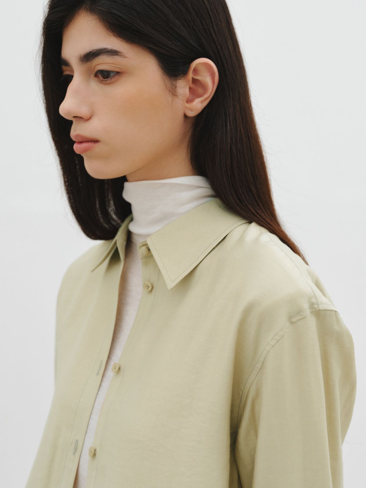리플레인(REPLAIN) SHEER ESSENTIAL SHIRT_OLIVE
