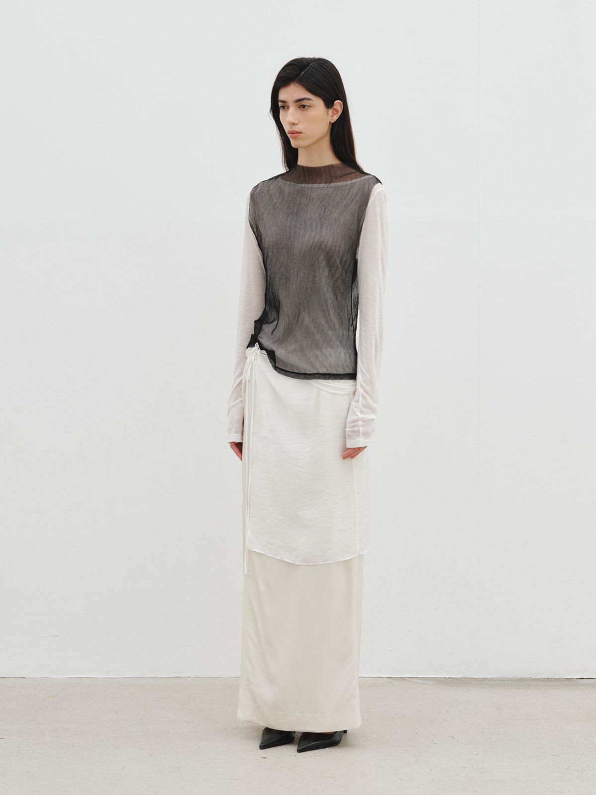 리플레인(REPLAIN) MESH LAYERED TOP SET_BLACK