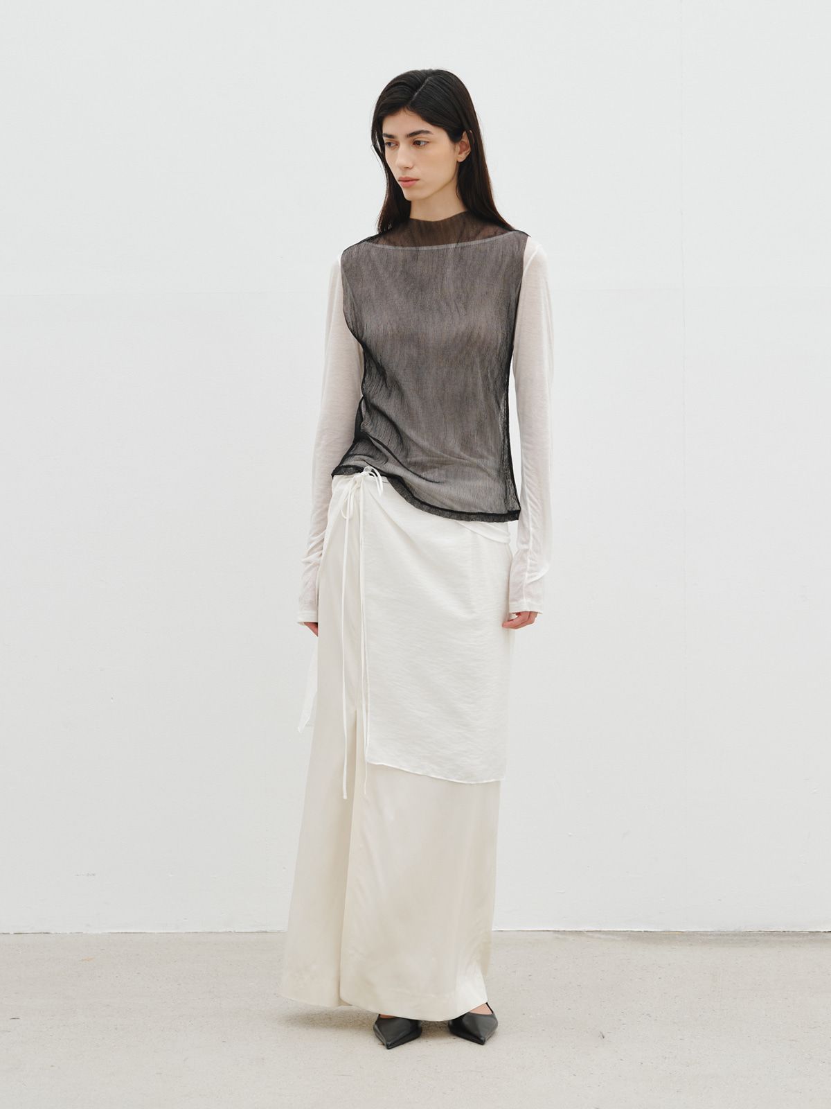 리플레인(REPLAIN) MESH LAYERED TOP SET_BLACK