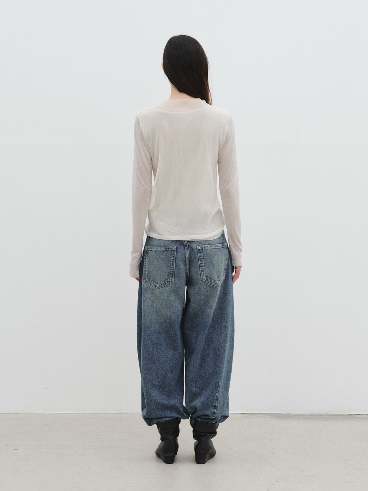 리플레인(REPLAIN) MESH LAYERED TOP SET_IVORY