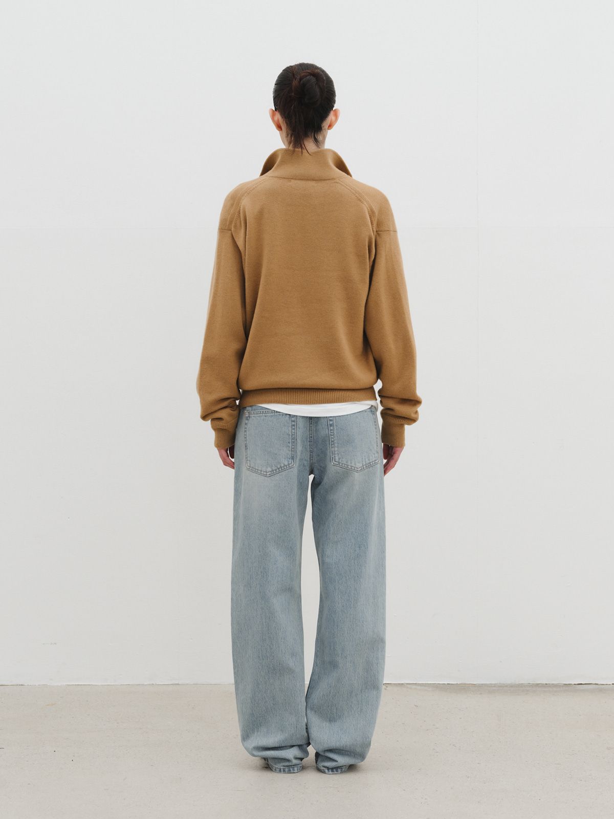 리플레인(REPLAIN) WOOL HALF ZIP-UP KNIT_CAMEL