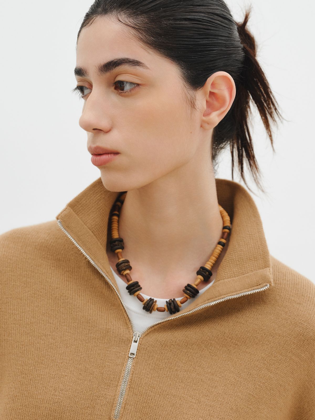 리플레인(REPLAIN) WOOL HALF ZIP-UP KNIT_CAMEL