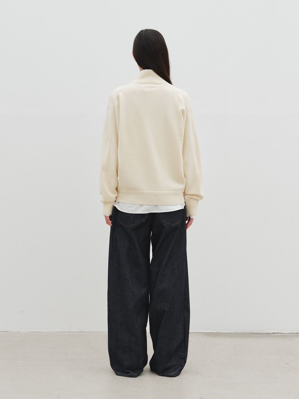 리플레인(REPLAIN) WOOL HALF ZIP-UP KNIT_OFF WHITE